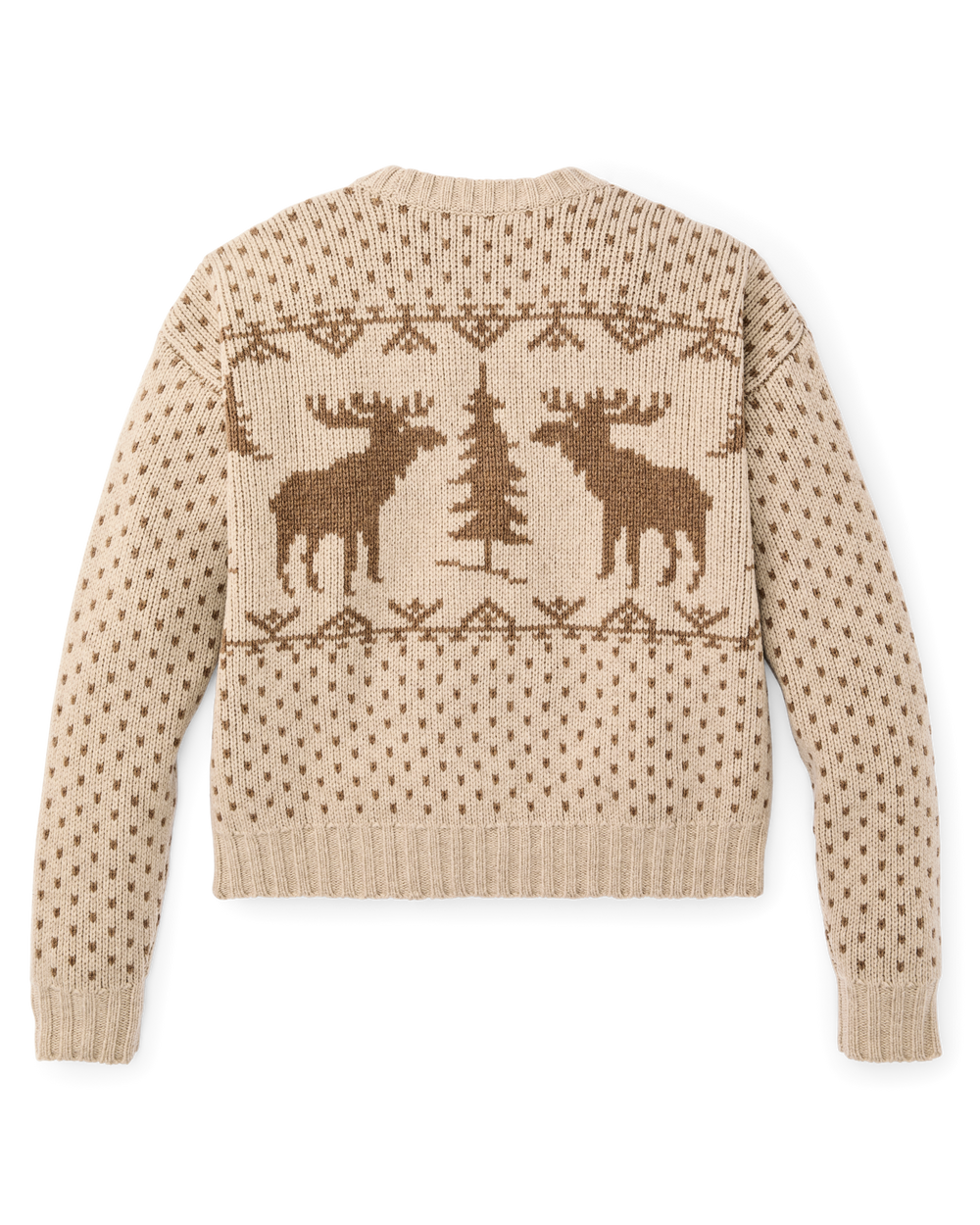 Women's Wildlife Wool Sweater - Cream / Brown