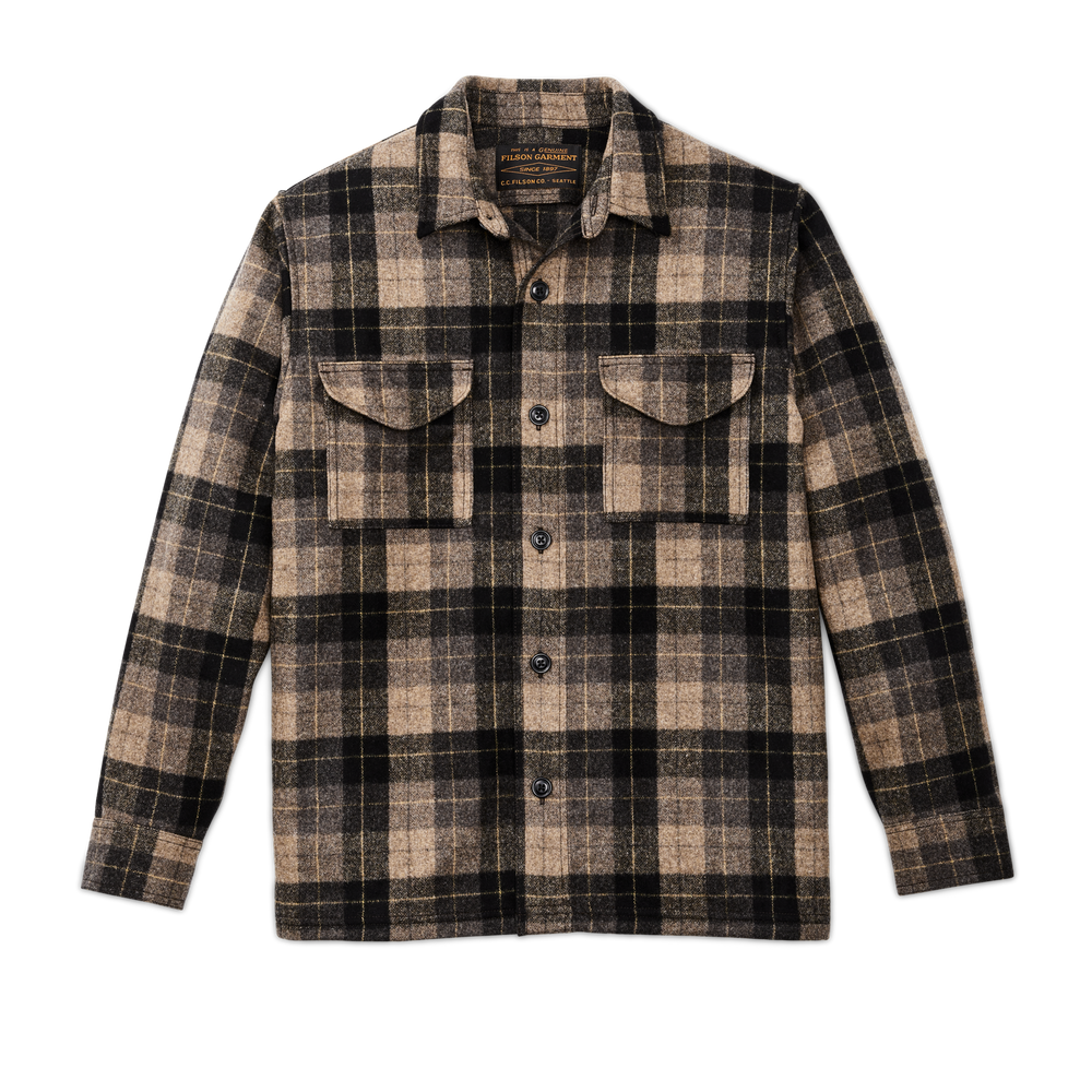 Front-facing image of the Filson Wool Jac-shirt - Oat / Brown / Heather / Multi Plaid