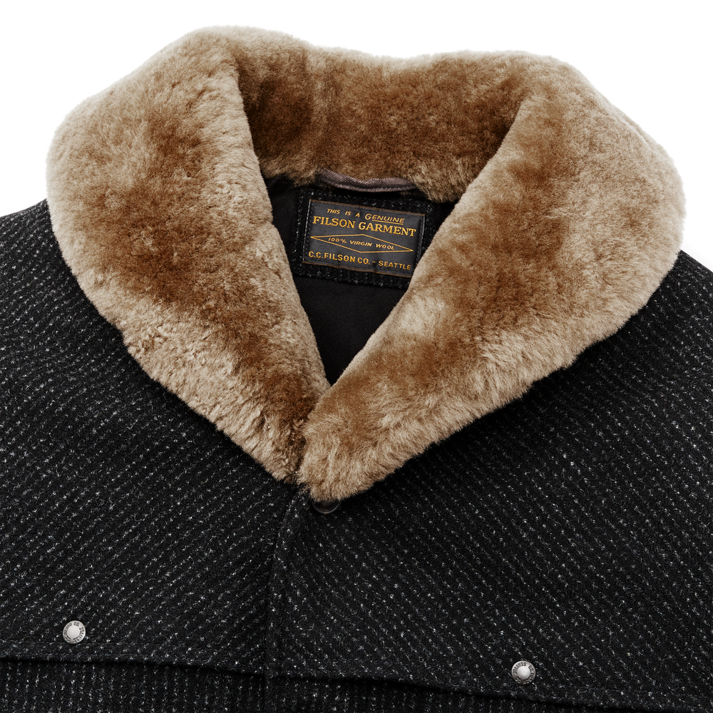 Alternate view of the Filson Lined Mackinaw Wool Packer Coat - Black Charcoal / Rope Stripe