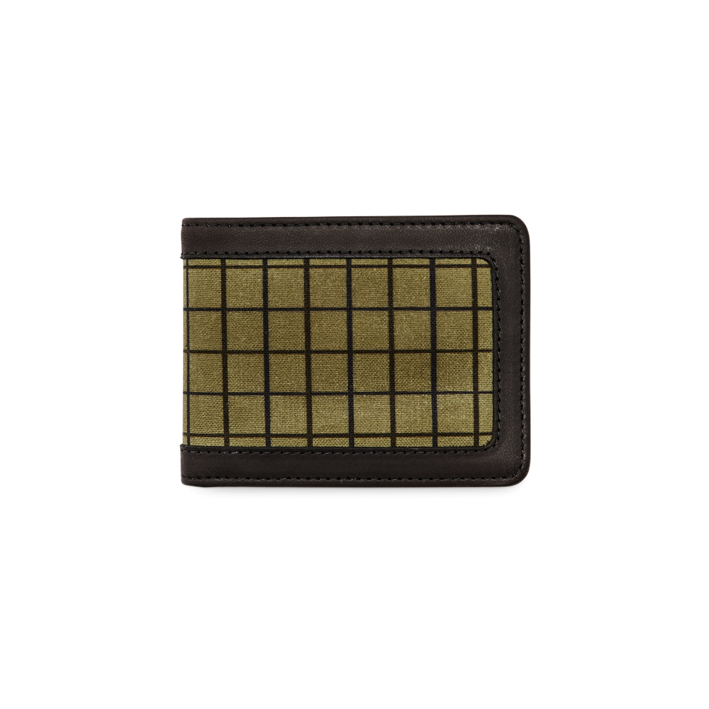 Front-facing image of the Filson Tin Cloth Outfitter Wallet - Flyway Green