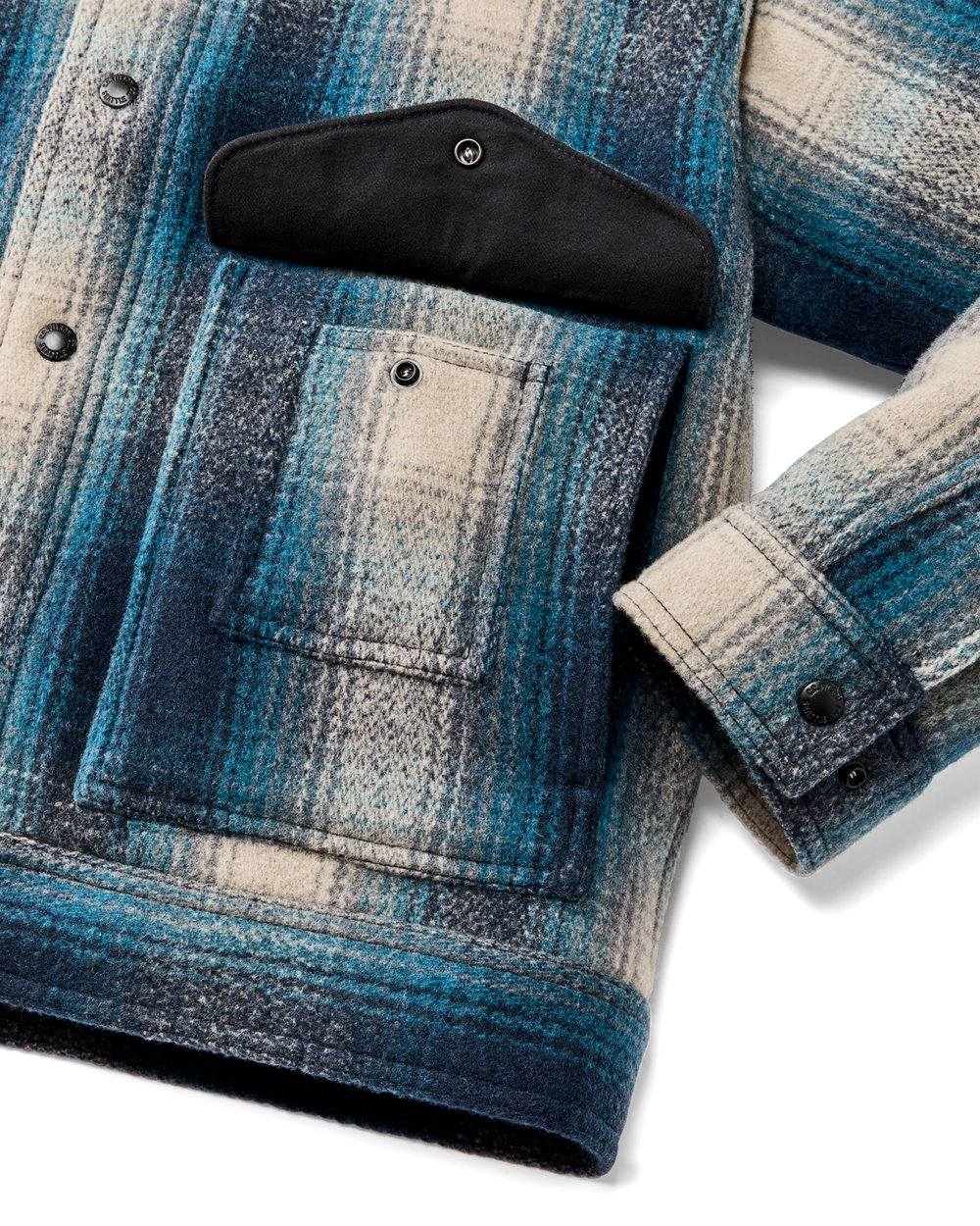 Mackinaw Wool Work Jacket - Teal / Gray Ombre