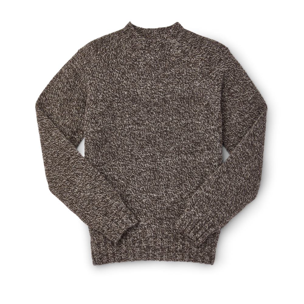 Front-facing image of the Filson 3gg Crewneck Sweater - Dark Brown Mix