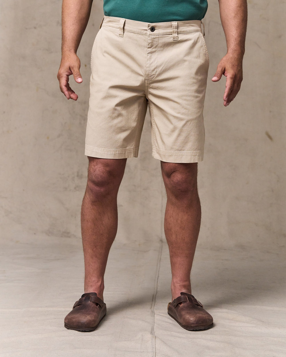 image of a model wearing Filson's Granite Mountain 9" Shorts - Buck Tan