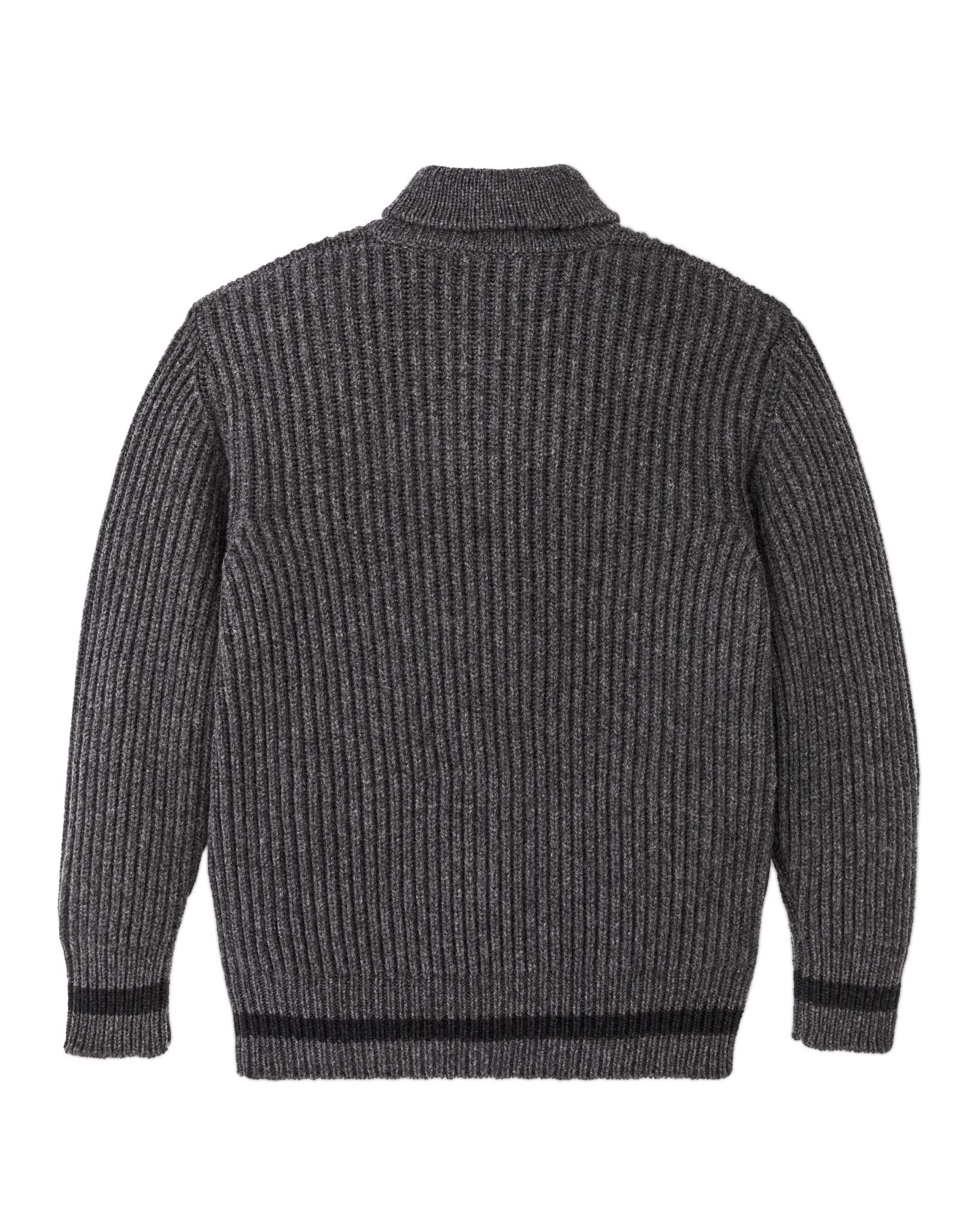 Bristol Shawl Neck Sweater  - Gray Heather / Dark Charcoal Stripe
