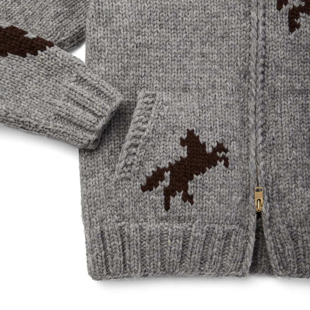 Alternate view of the Filson Arctic Handmade Sweater - Light Gray/dark Brown (fisherman)