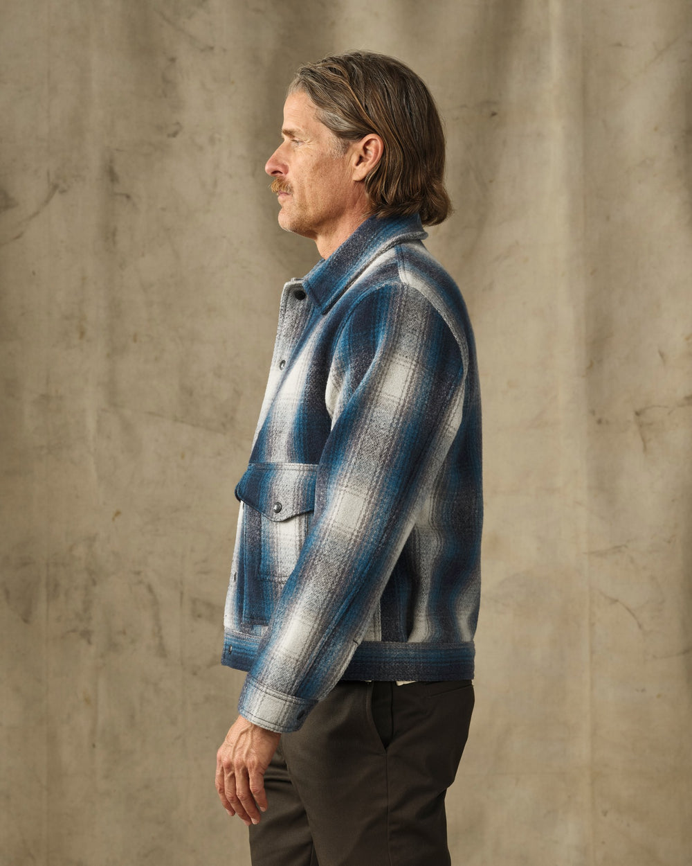Mackinaw Wool Work Jacket - Teal / Gray Ombre