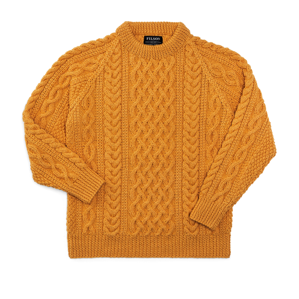 Front-facing image of the Filson Wool Fisherman's Sweater - Yellow