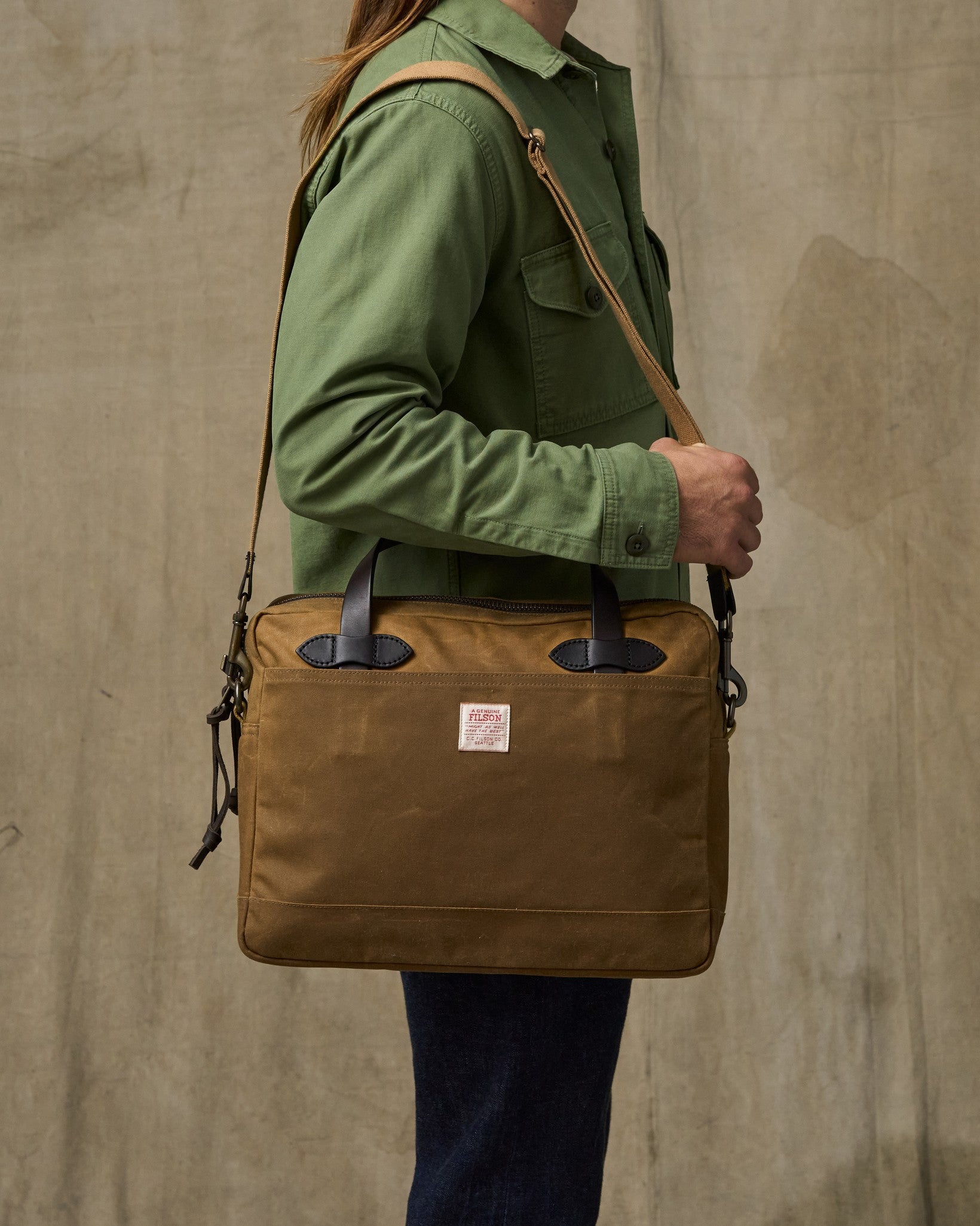 Tin Cloth Compact Briefcase - Dark Tan