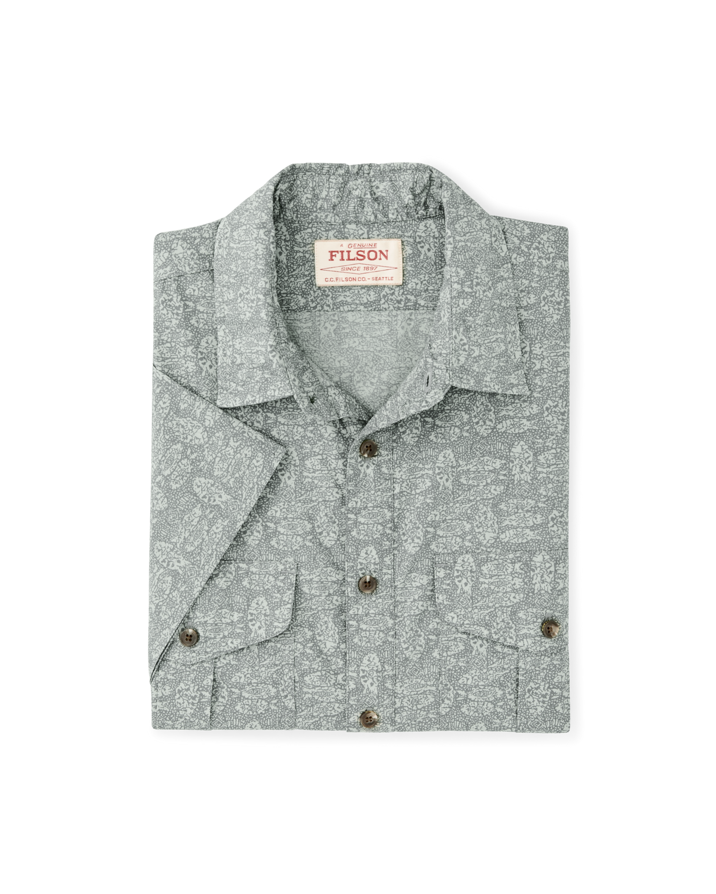 Alternate view of the Filson Filson's Washed Short Sleeve Feather Cloth Shirt - Khaki / Print