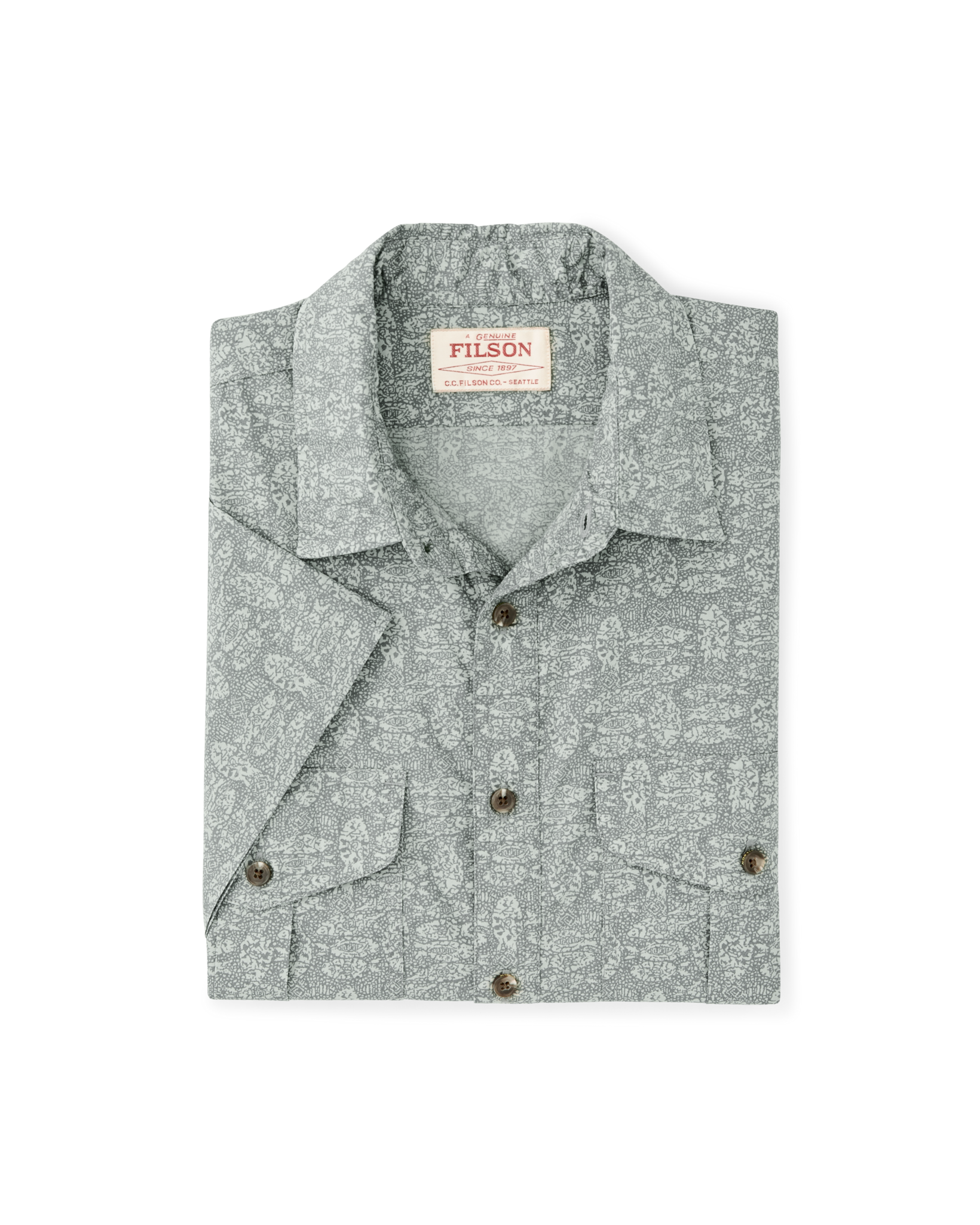 Alternate view of the Filson Filson's Washed Short Sleeve Feather Cloth Shirt - Khaki / Print