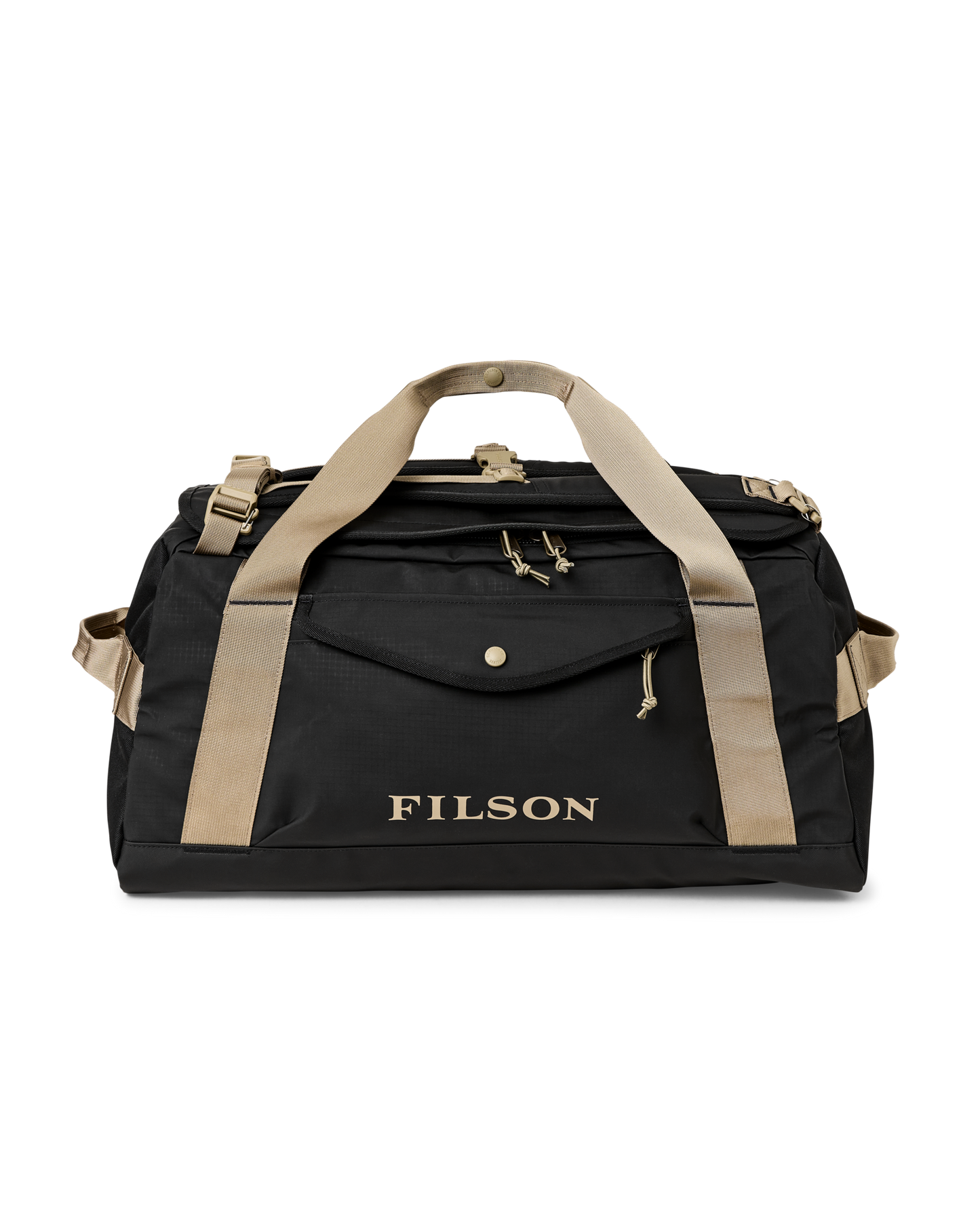 Front-facing image of the Filson All-Weather 50l Duffle - Black / Covert