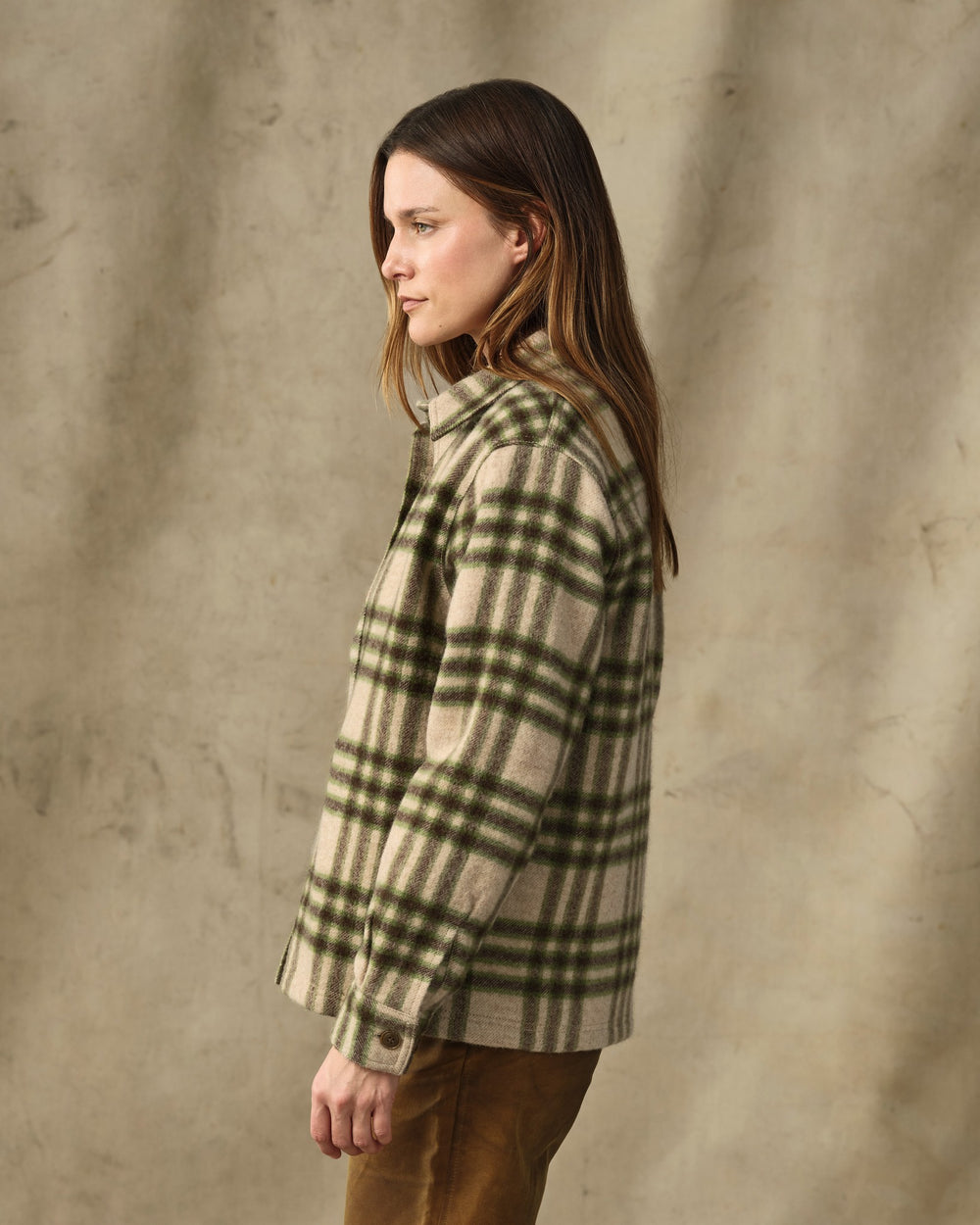 Women's Wool Overshirt - Natural / Brown Multicolor