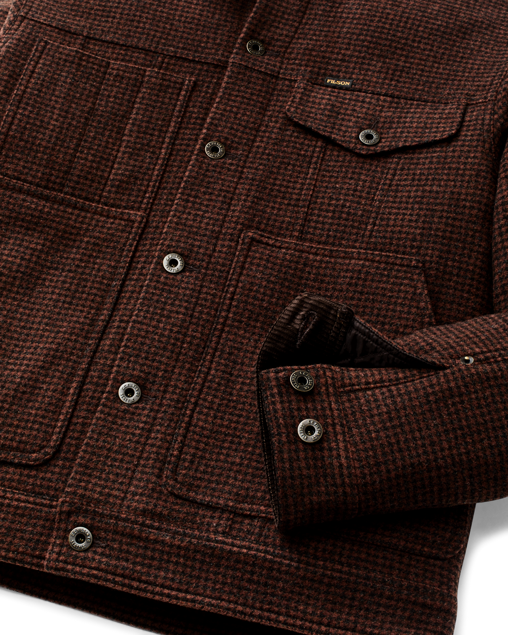 Alternate view of the Filson Spokane Insulated Short Cruiser - Merlot / Black Plaid