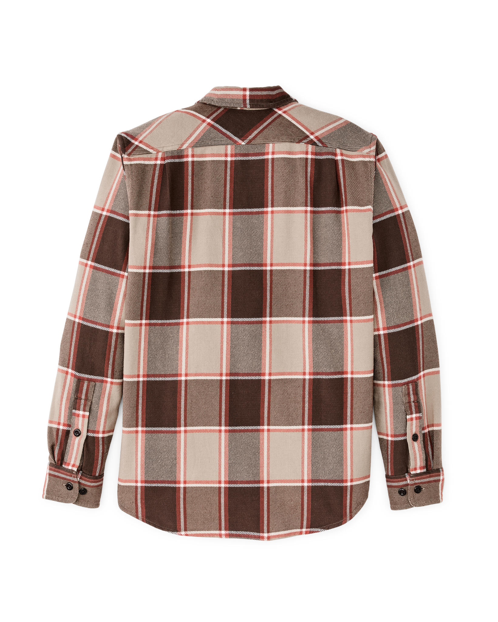 Vintage Flannel Work Shirt - Tan / Orange / Multi Plaid