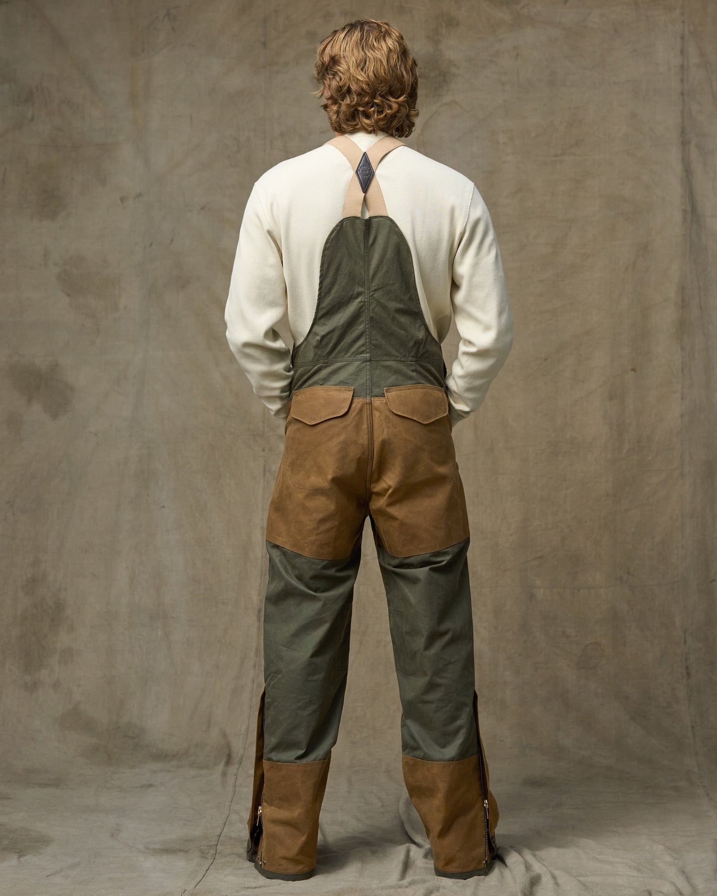 Double Hunting Bibs With Zipper - Otter Green / Dark Tan