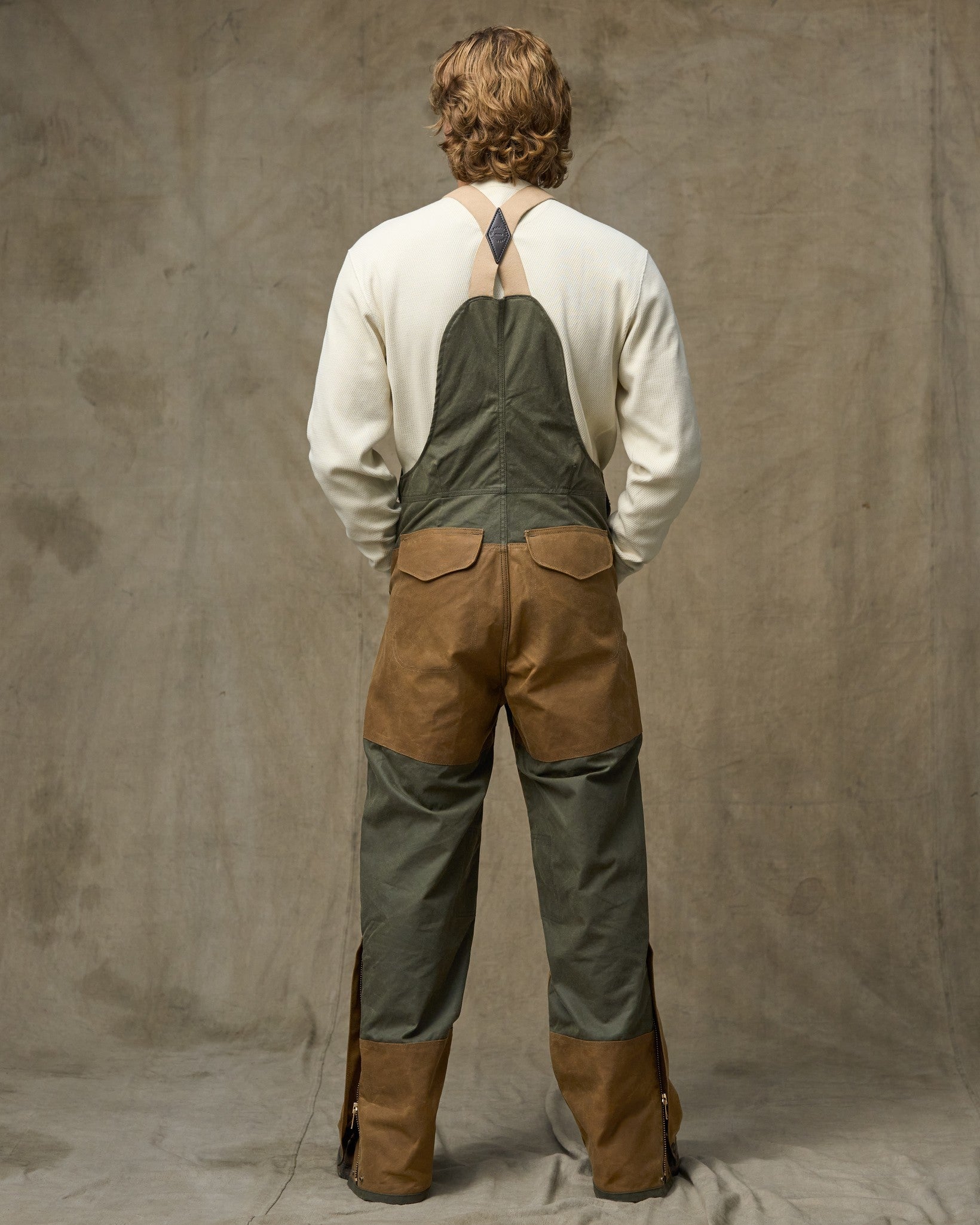 Double Hunting Bibs With Zipper - Otter Green / Dark Tan