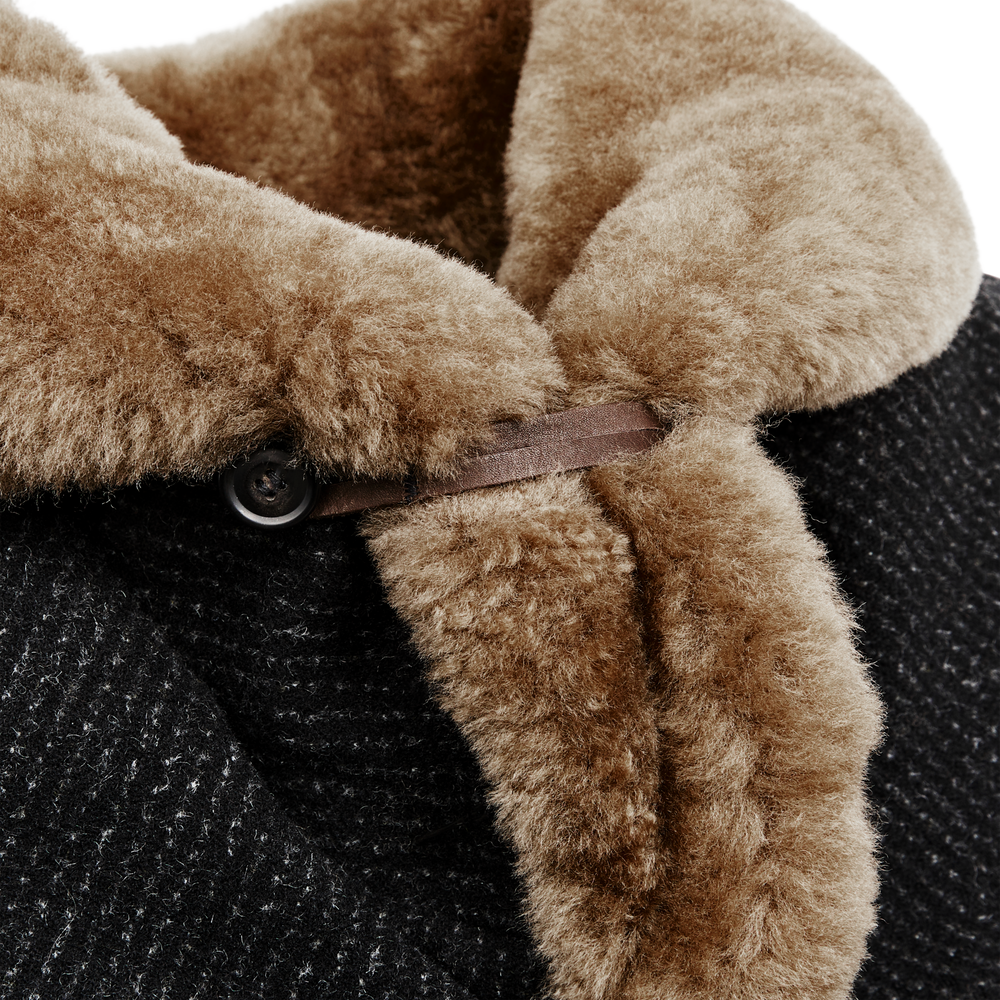 Alternate view of the Filson Lined Mackinaw Wool Packer Coat - Black Charcoal / Rope Stripe