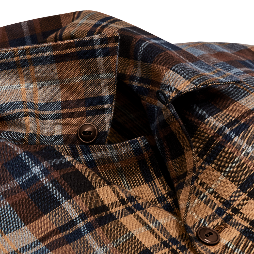 Alternate view of the Filson Elk Heights Camp Shirt - Brown Oak / Heather Blue