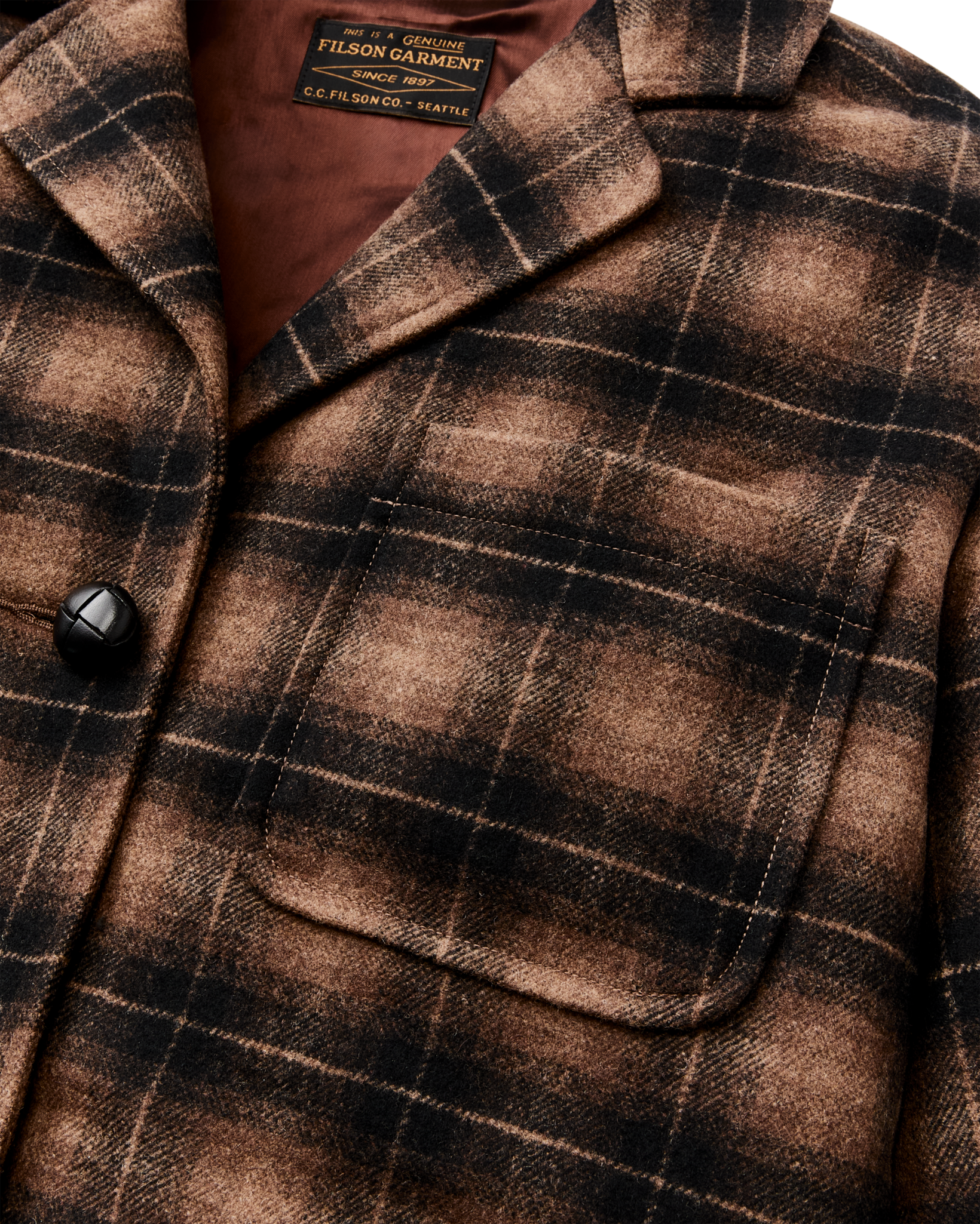 Women's Unconstructed Wool Blazer - Bronze Brown Plaid