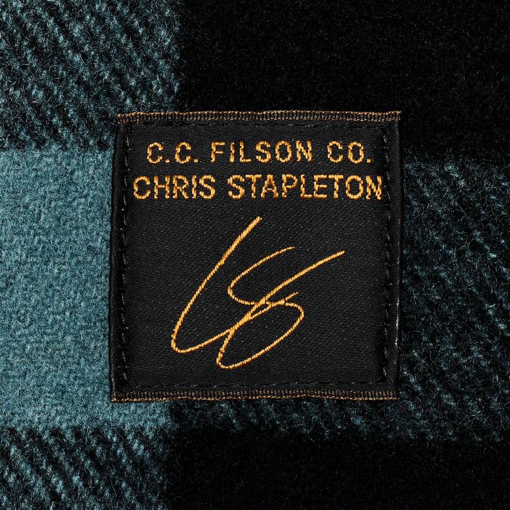Alternate view of the Filson Chris Stapleton Signature Mackinaw Wool Cruiser - Faded Blue / Black Heritage Plaid