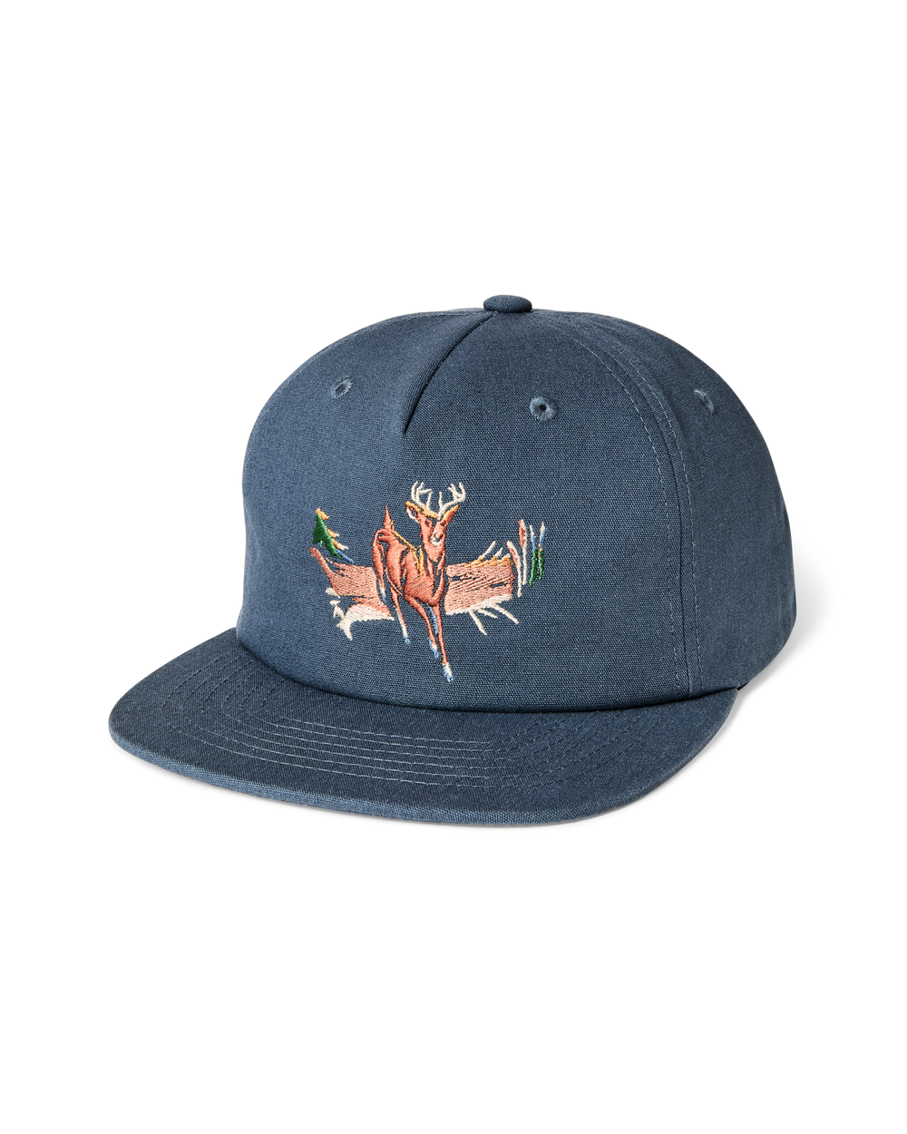 Front-facing image of the Filson Deer Trucker Cap - Dusty Blue