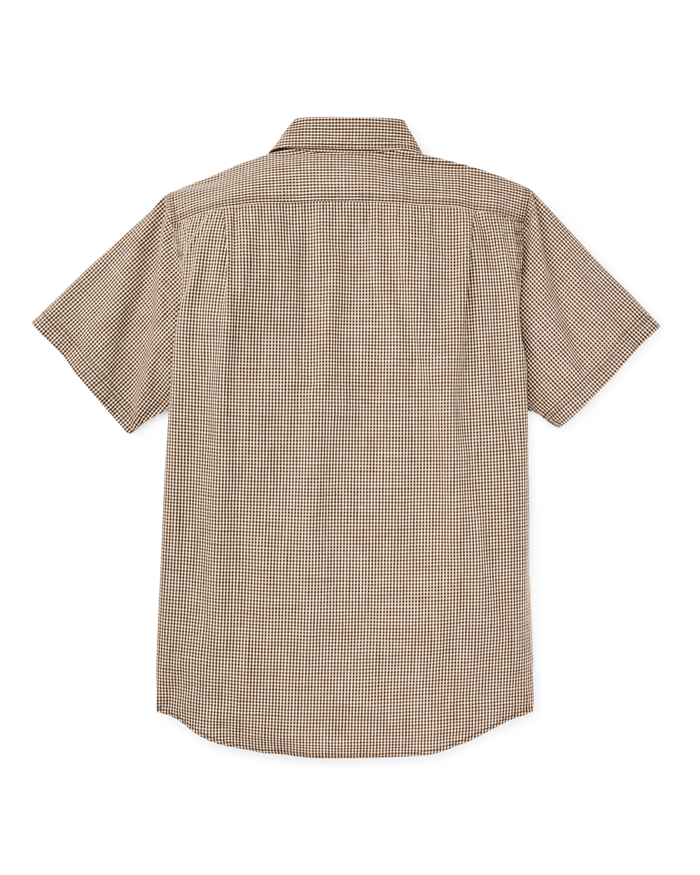 Short Sleeve Chambray Shirt - Coffee / Natural Plaid