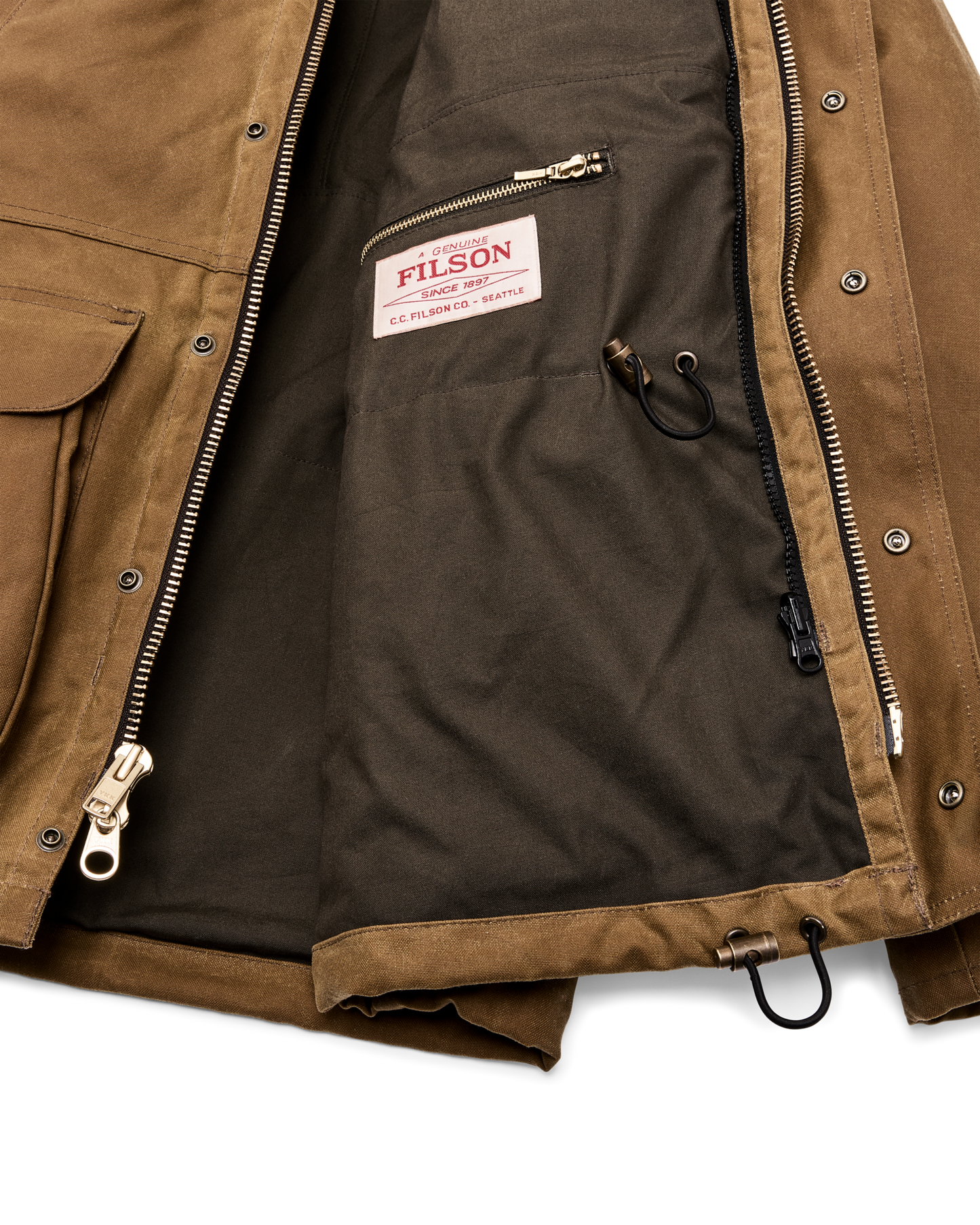 Alternate view of the Filson Lined Tin Cloth Field Jacket - Dark Tan