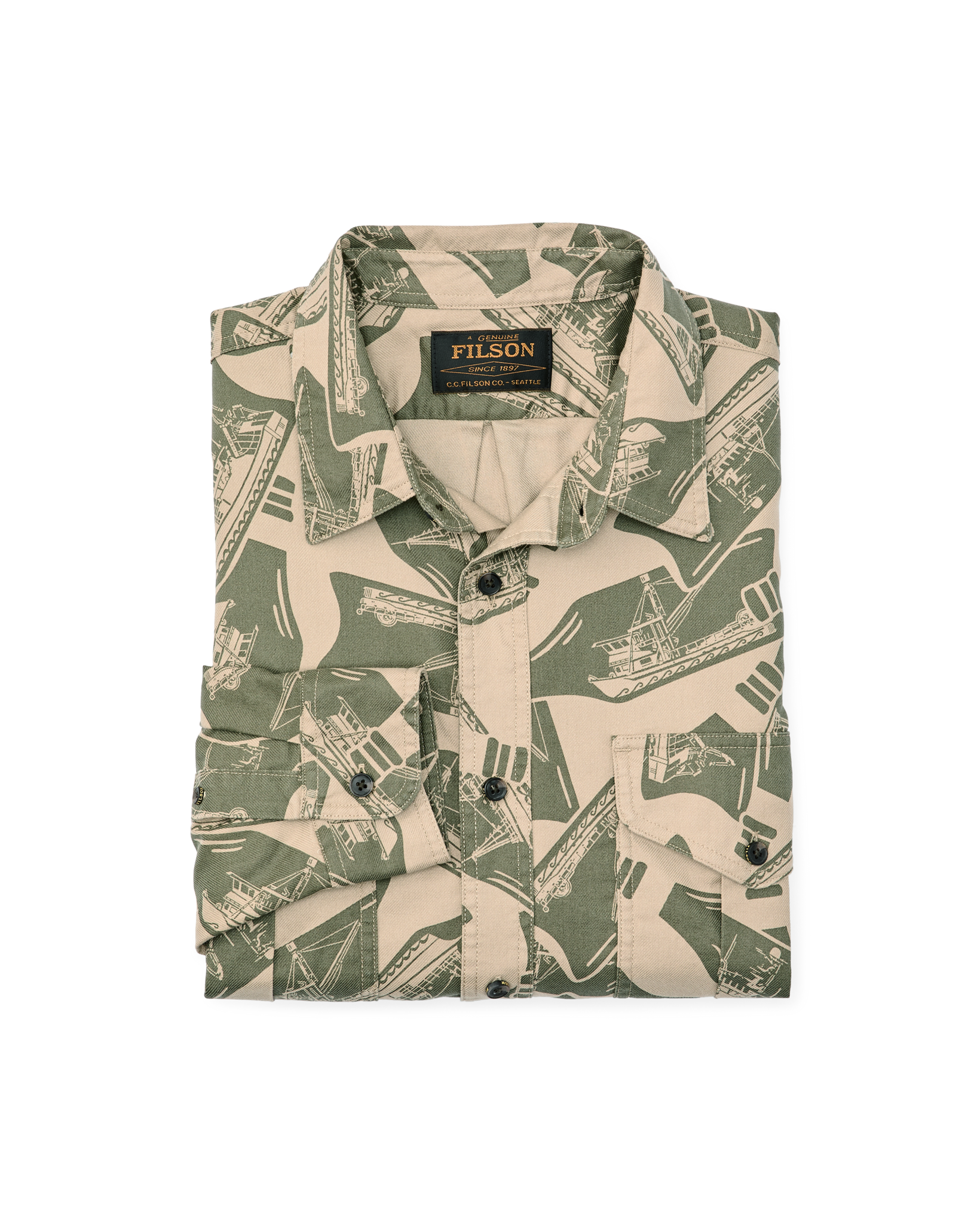 Alternate view of the Filson Lightweight Alaskan Guide Shirt - Khaki / Print