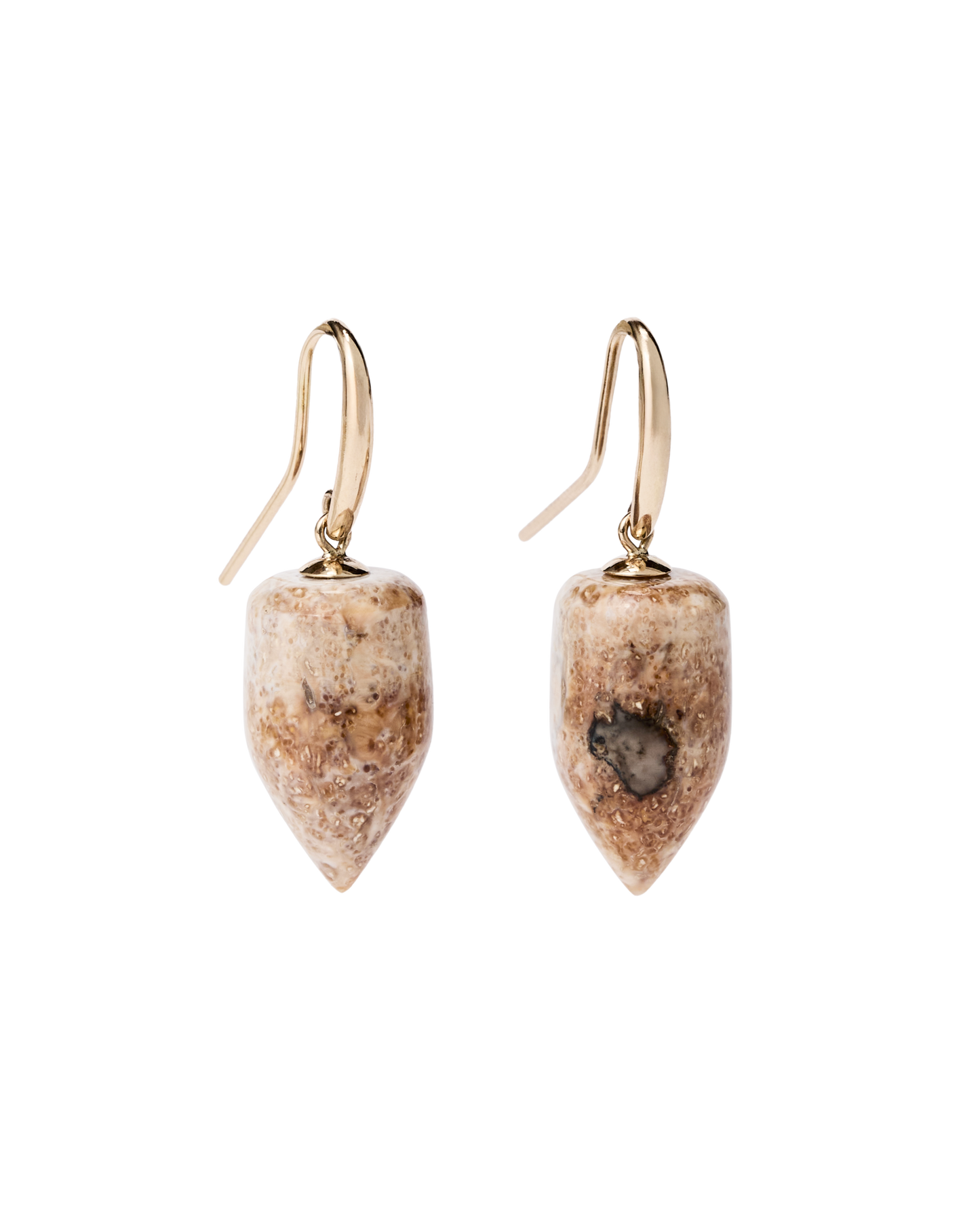 Ivory Jacks 14k Fossil Tusk Bullet Earrings - 14kyg