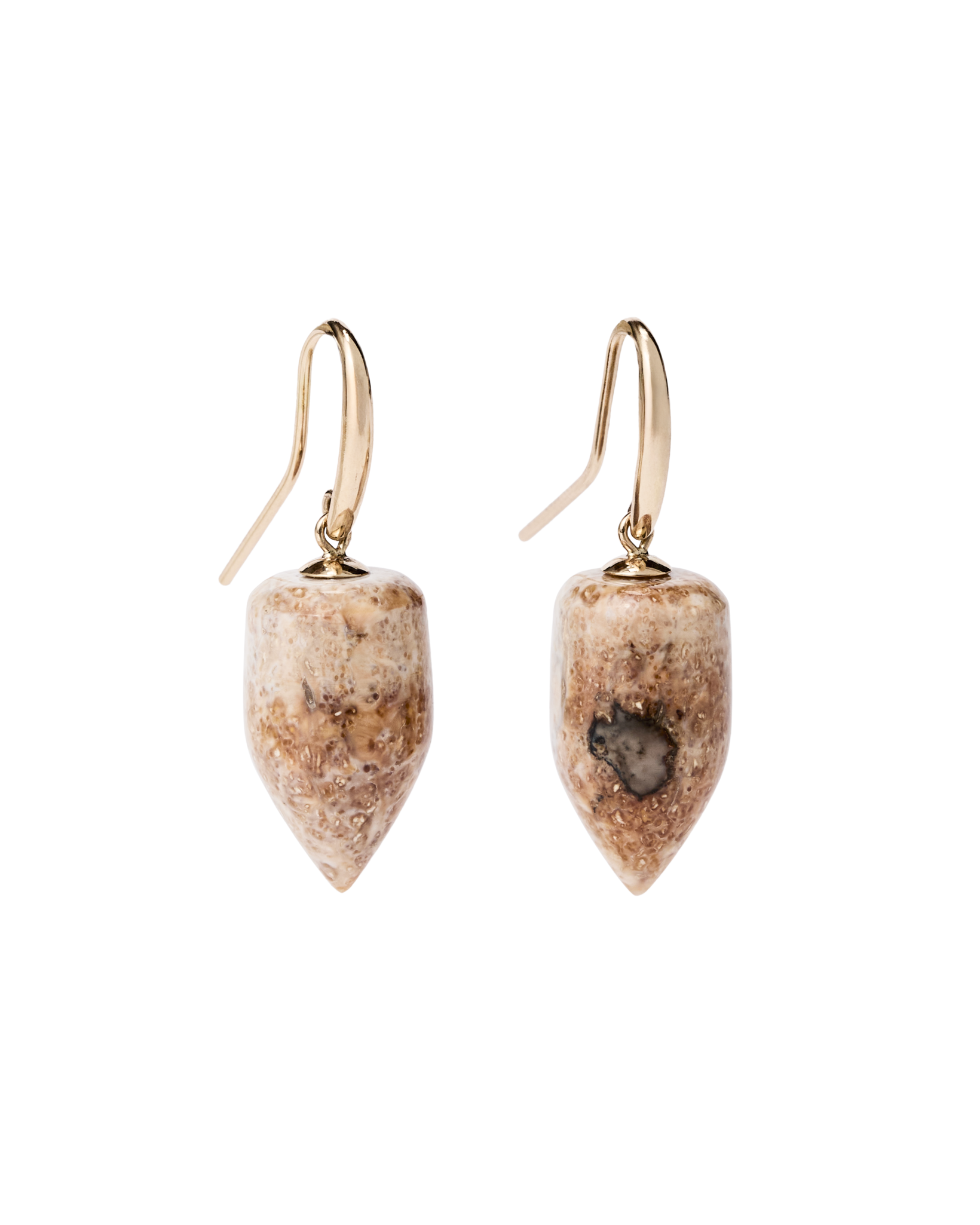 Ivory Jacks 14k Fossil Tusk Bullet Earrings - 14kyg