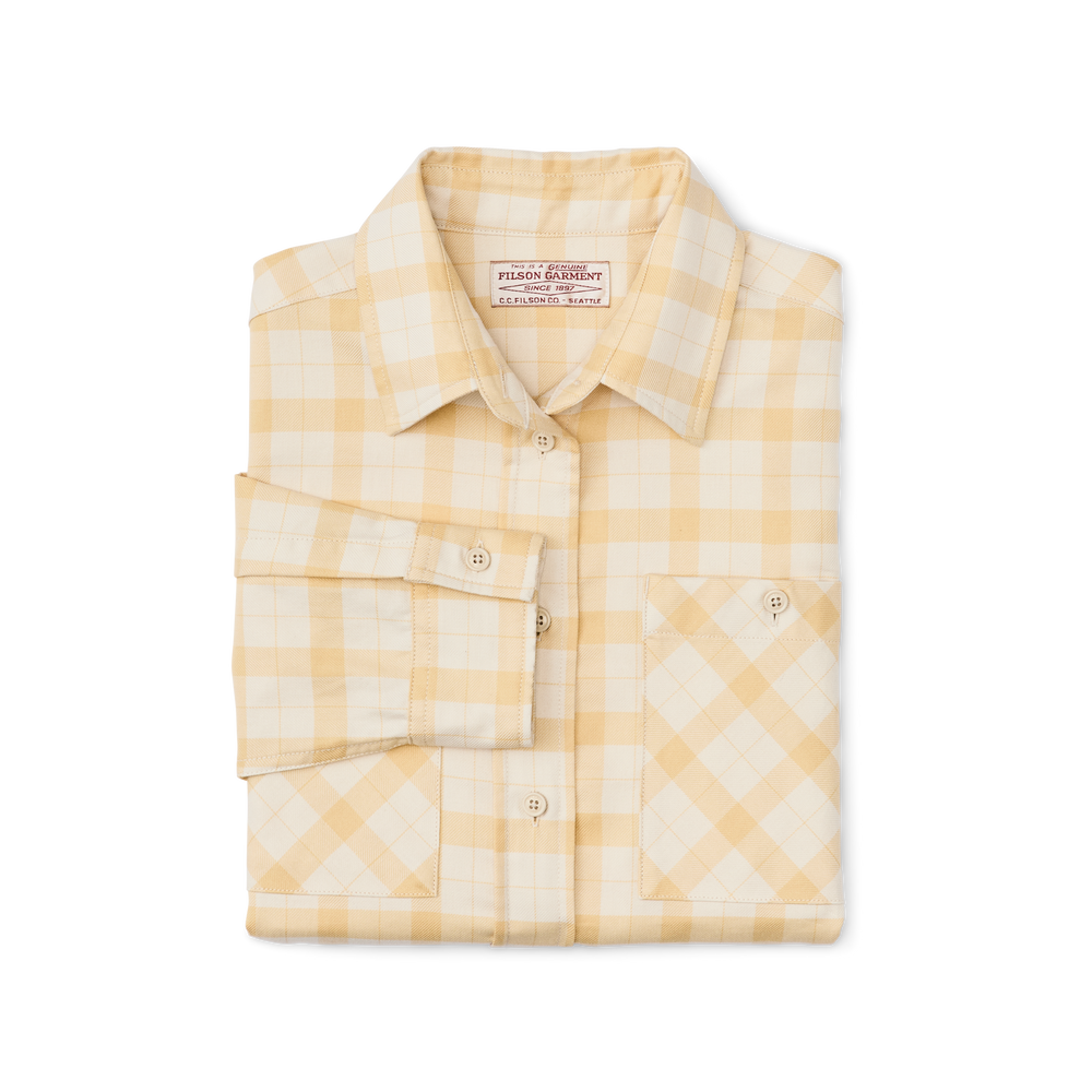 Alternate view of the Filson Women's Light Weight Alaskan Guide Shirt - Ivory / Straw Plaid