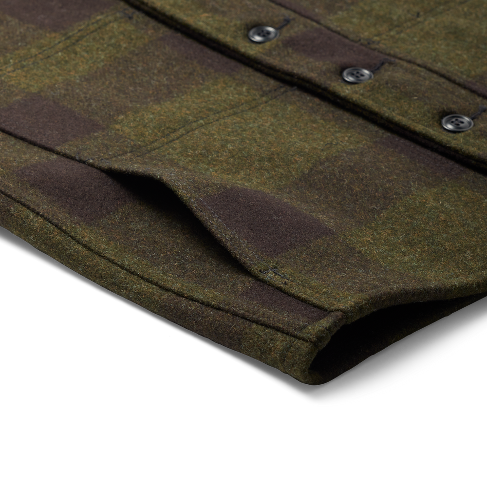 Alternate view of the Filson Mackinaw Wool Vest - Forest Green/brown Plaid