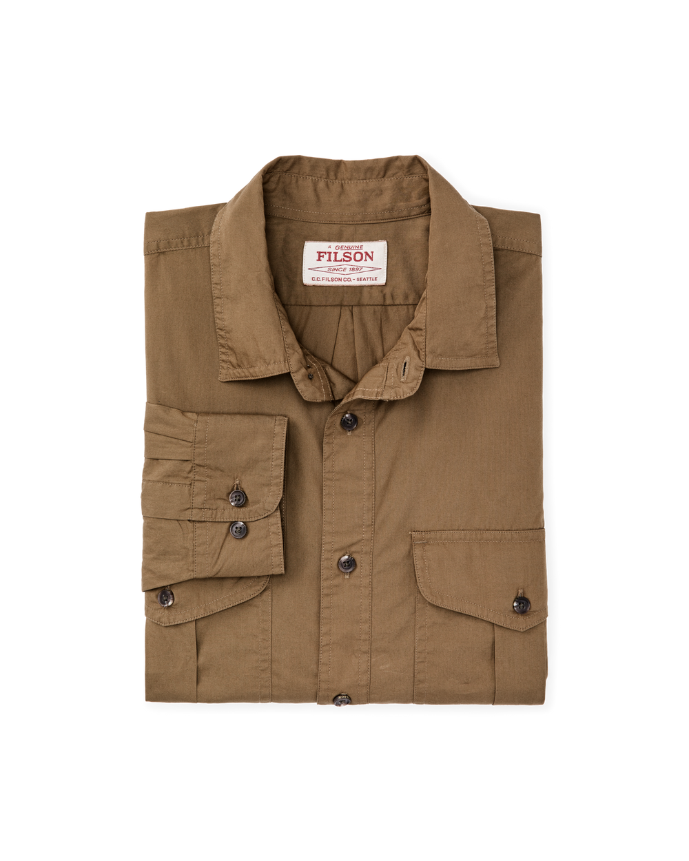 Alternate view of the Filson Filson's Washed Feather Cloth Shirt - Rugged Tan