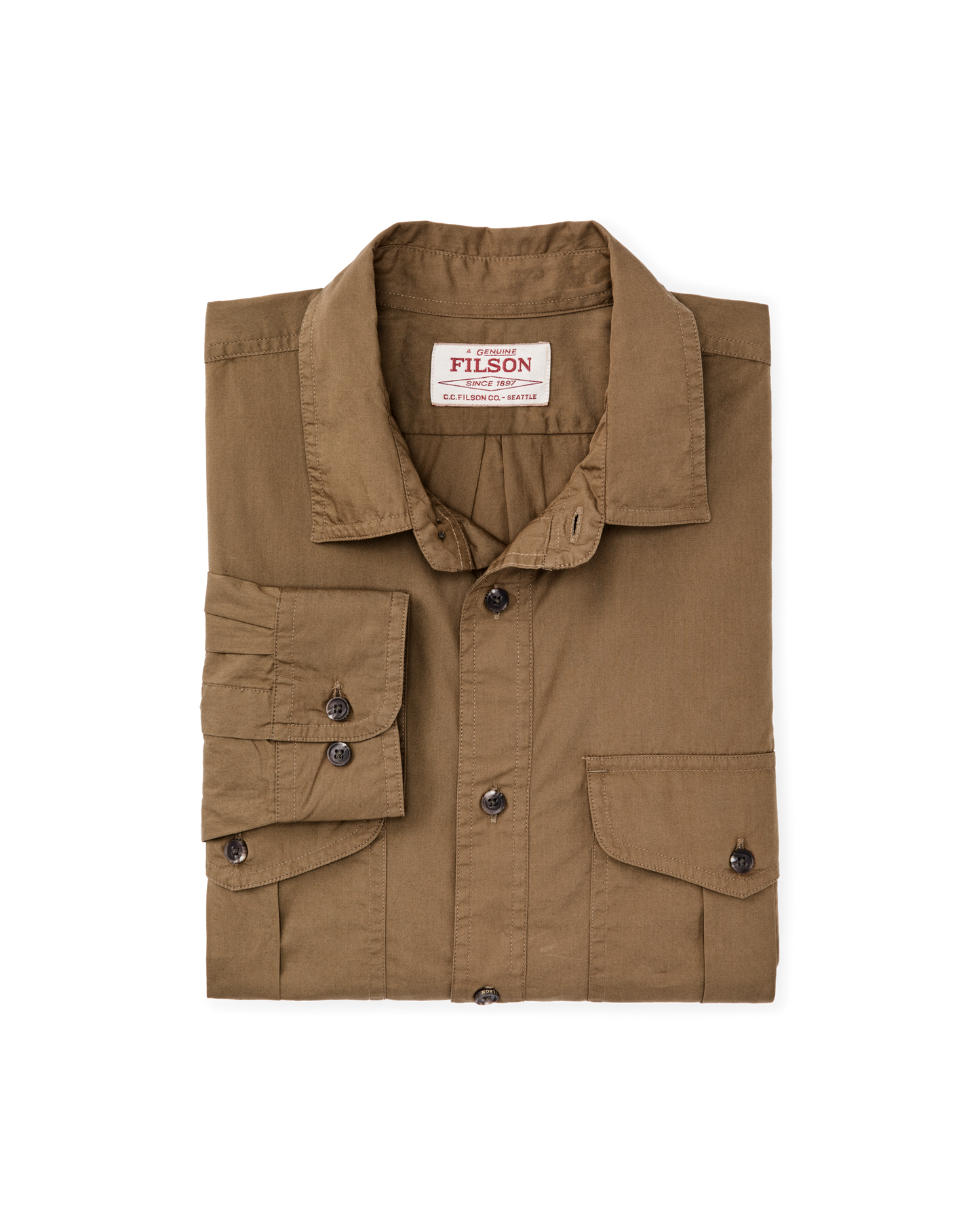 Alternate view of the Filson Filson's Washed Feather Cloth Shirt - Rugged Tan