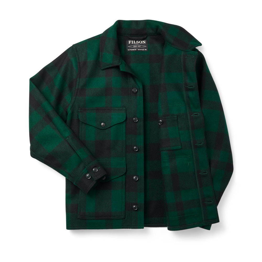 Alternate view of the Filson Mackinaw Wool Cruiser Jacket - Green / Black Plaid