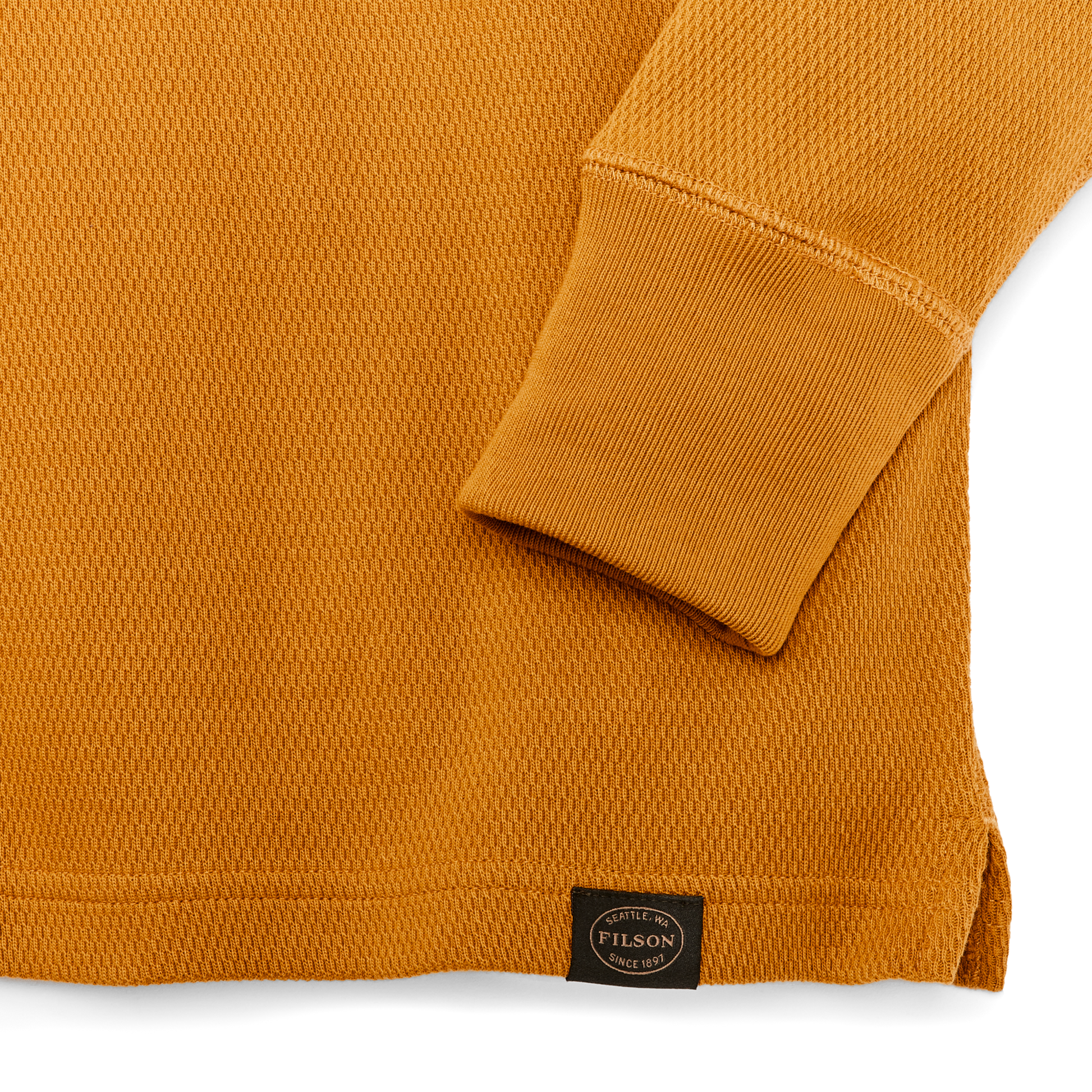 Alternate view of the Filson Waffle Knit Henley - Buckthorn Brown