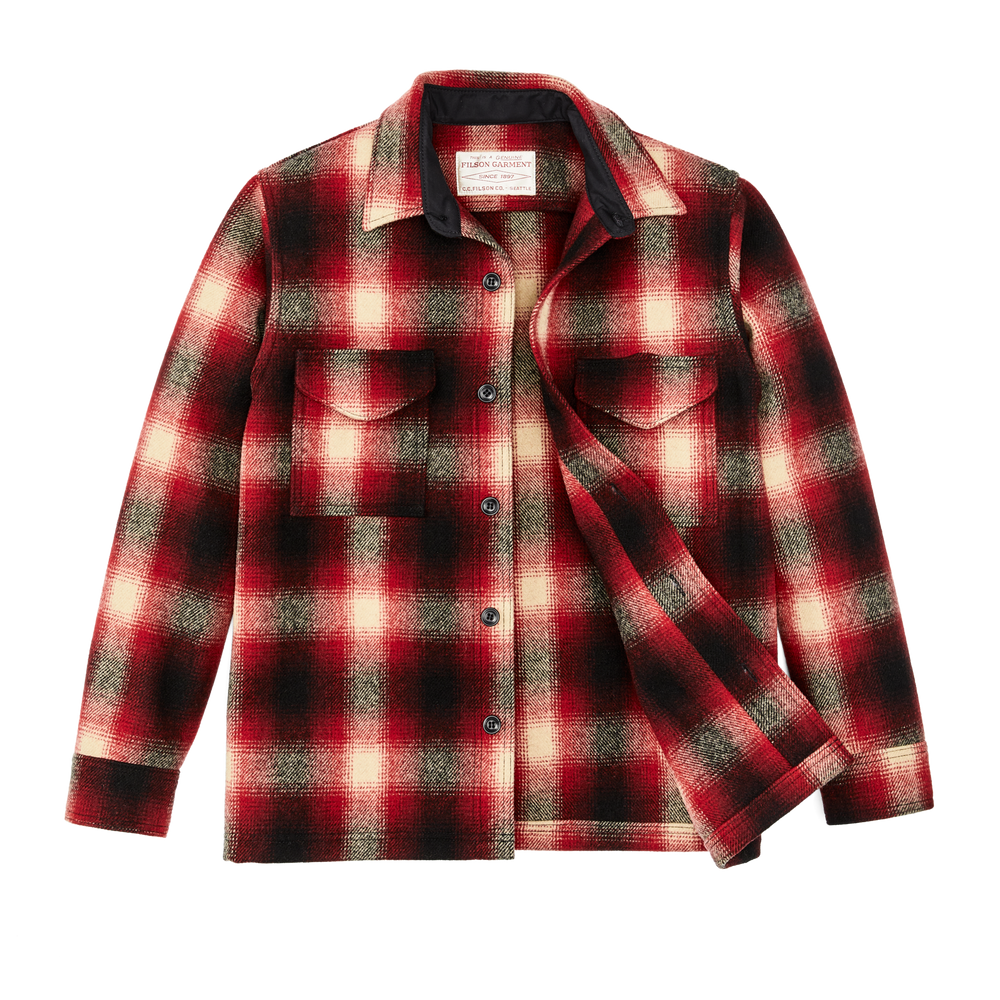 Alternate view of the Filson Mackinaw Wool Jac-shirt - Red / Black Ombre Plaid