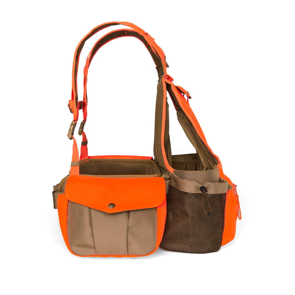 Alternate view of the Filson Upland Guide Strap Vest - Dark Tan / Blaze Orange