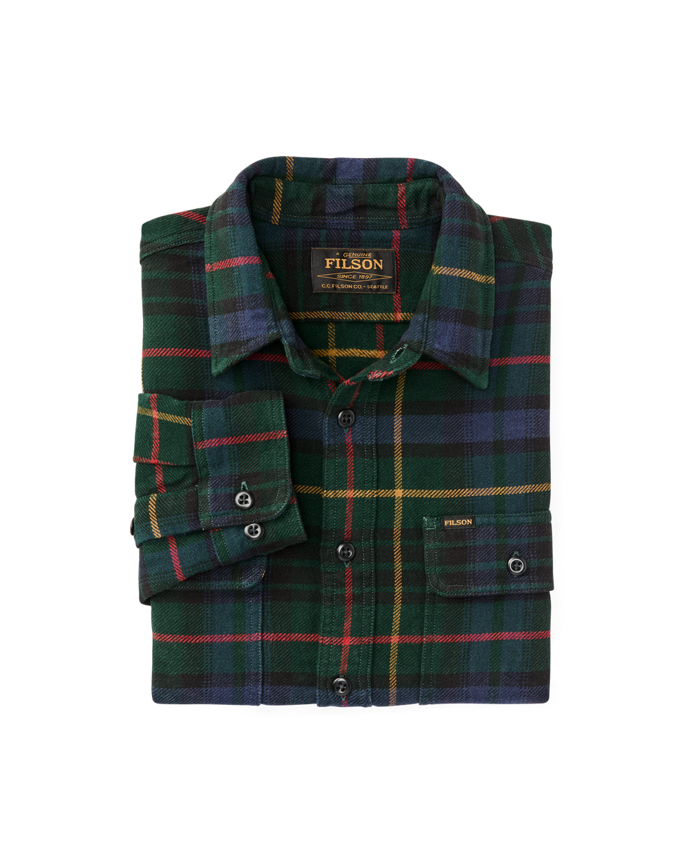 Vintage Flannel Work Shirt - Green / Navy Plaid