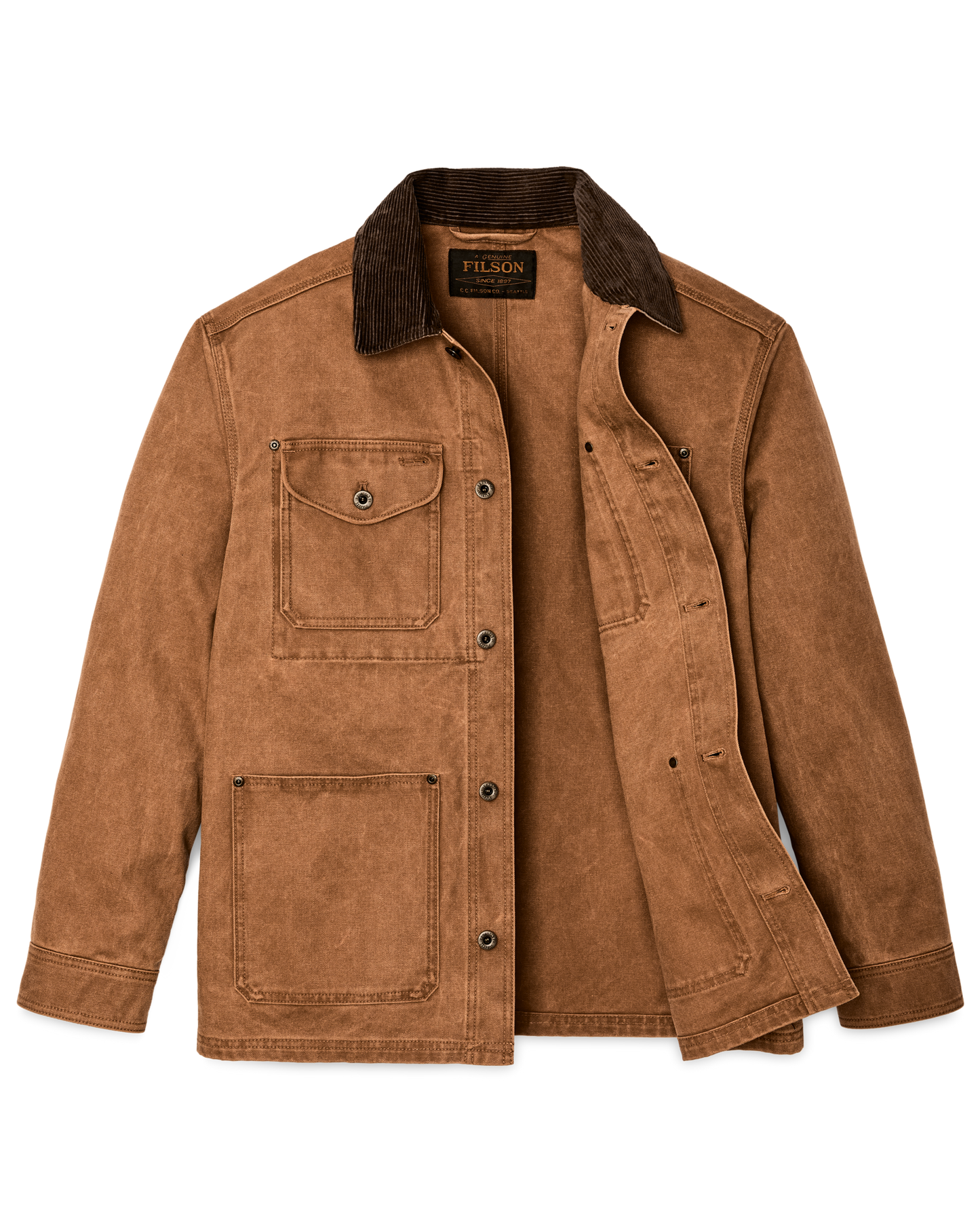 Alternate view of the Filson Rustic Canvas Barn Coat - Whiskey