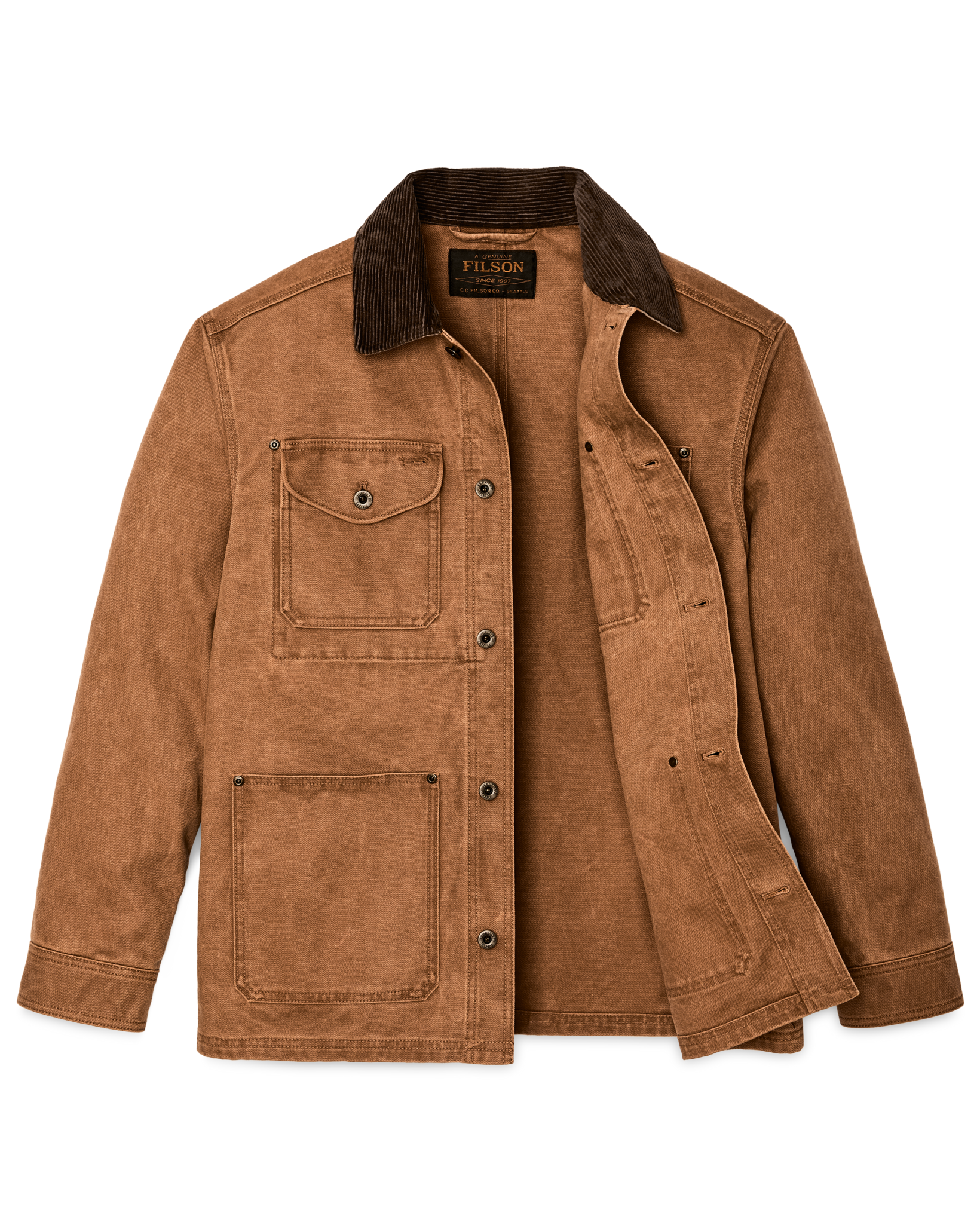 Alternate view of the Filson Rustic Canvas Barn Coat - Whiskey