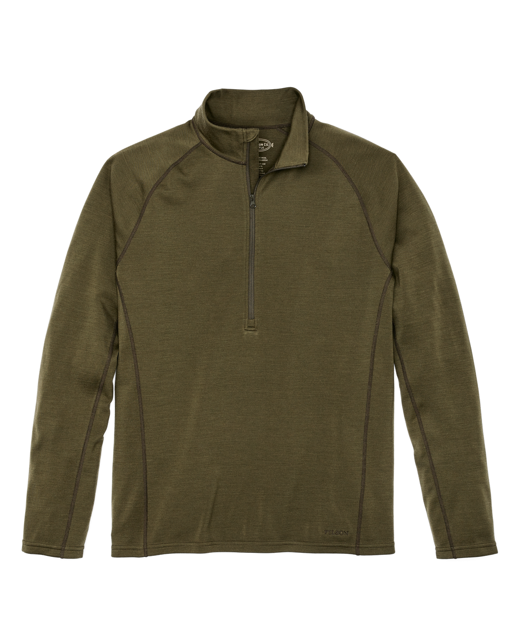 400g Merino Wool Long Sleeve Half-zip - Dark Olive