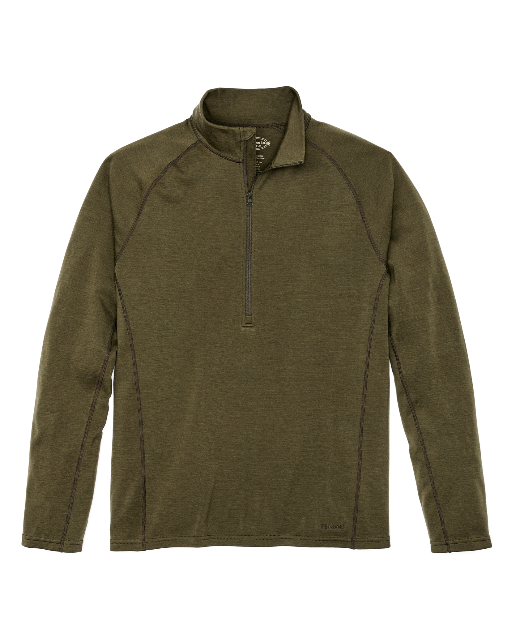 400g Merino Wool Long Sleeve Half-zip - Dark Olive