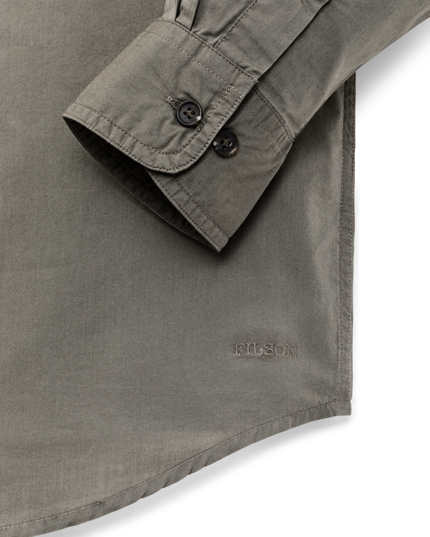 Alternate view of the Filson Filson's Washed Feather Cloth Shirt - Olive Gray