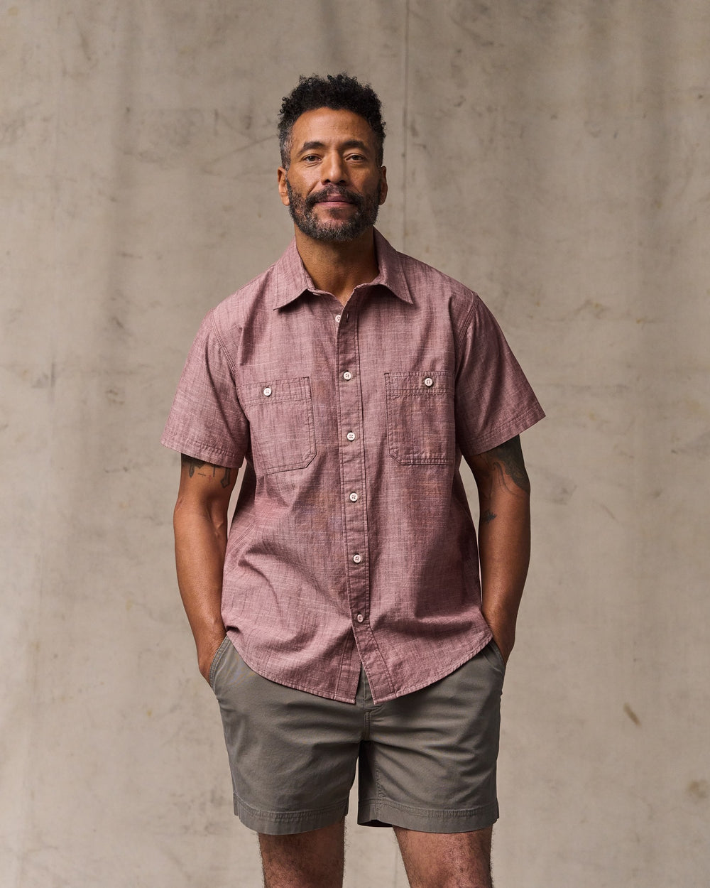Short Sleeve Chambray Shirt - Sable