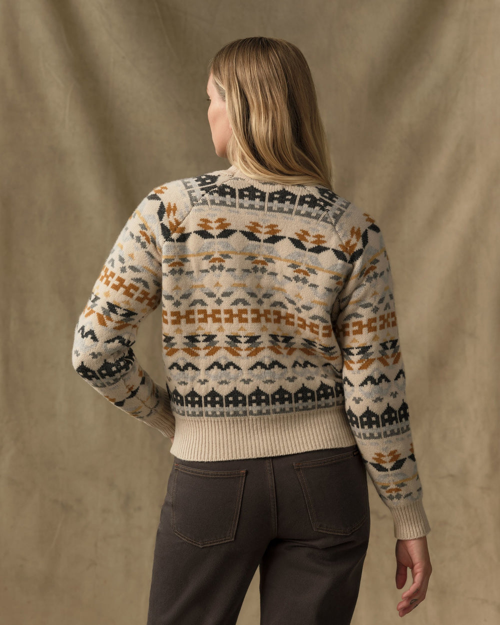 Women's Fair Isle Merino Sweater - Cream / Blue