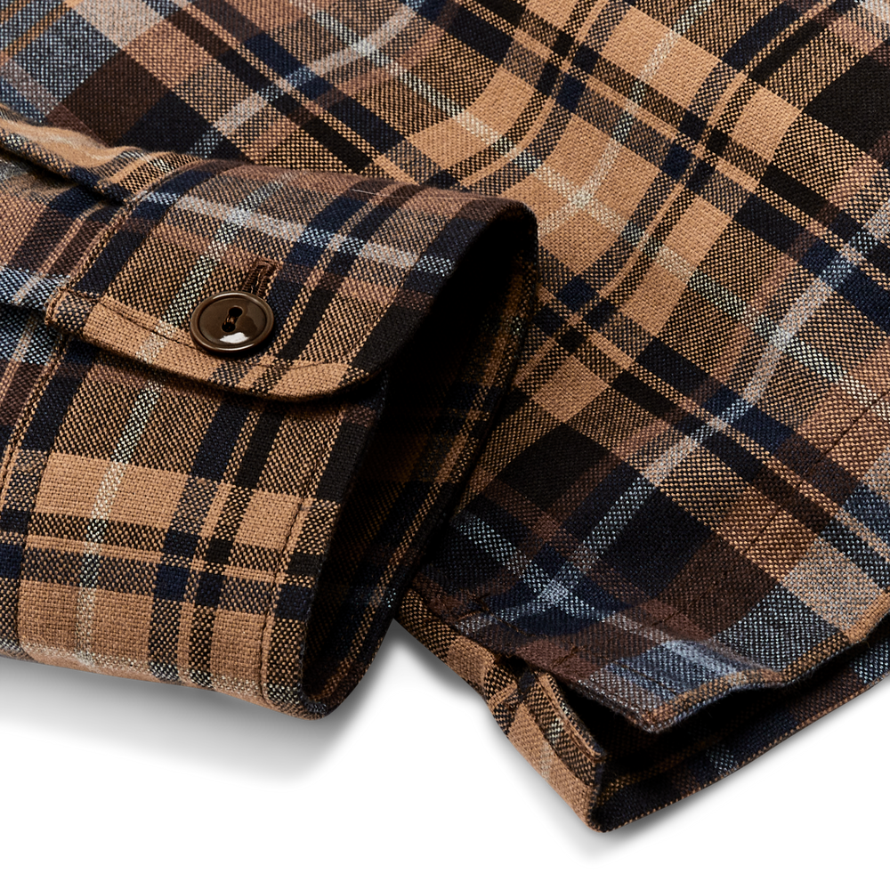 Alternate view of the Filson Elk Heights Camp Shirt - Brown Oak / Heather Blue