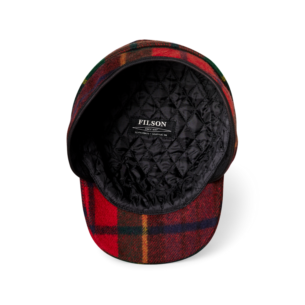 Alternate view of the Filson Mackinaw Wool Cap - Mackinaw Red / Navy Plaid