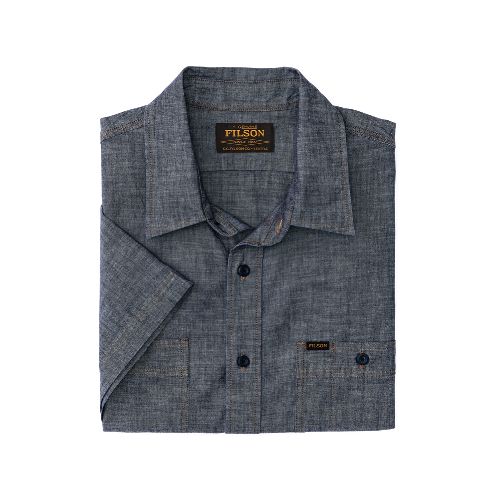 Alternate view of the Filson Short Sleeve Chambray Shirt  - Rinse Indigo