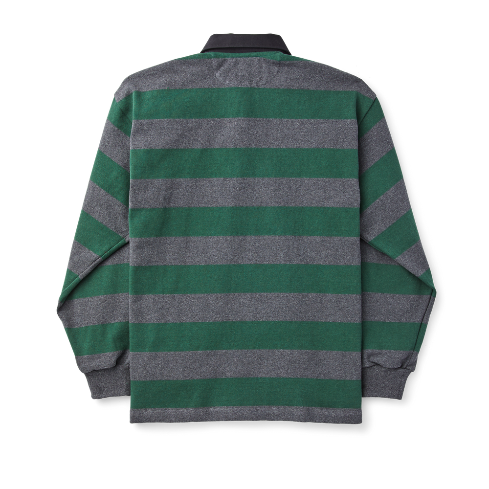 Alternate view of the Filson Striped Pro Rugby Shirt - Green/grey Heather
